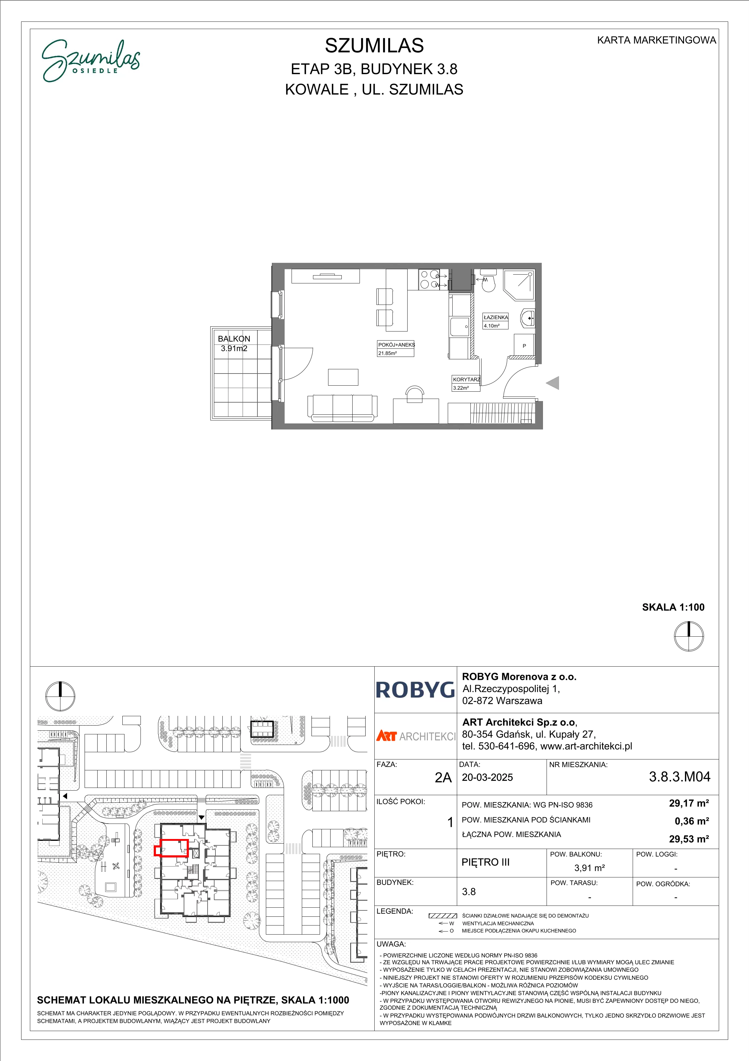 1 pokój, mieszkanie 29,17 m², piętro 3, oferta nr 3.8.3M04, Szumilas, Kowale, ul. Magazynowa