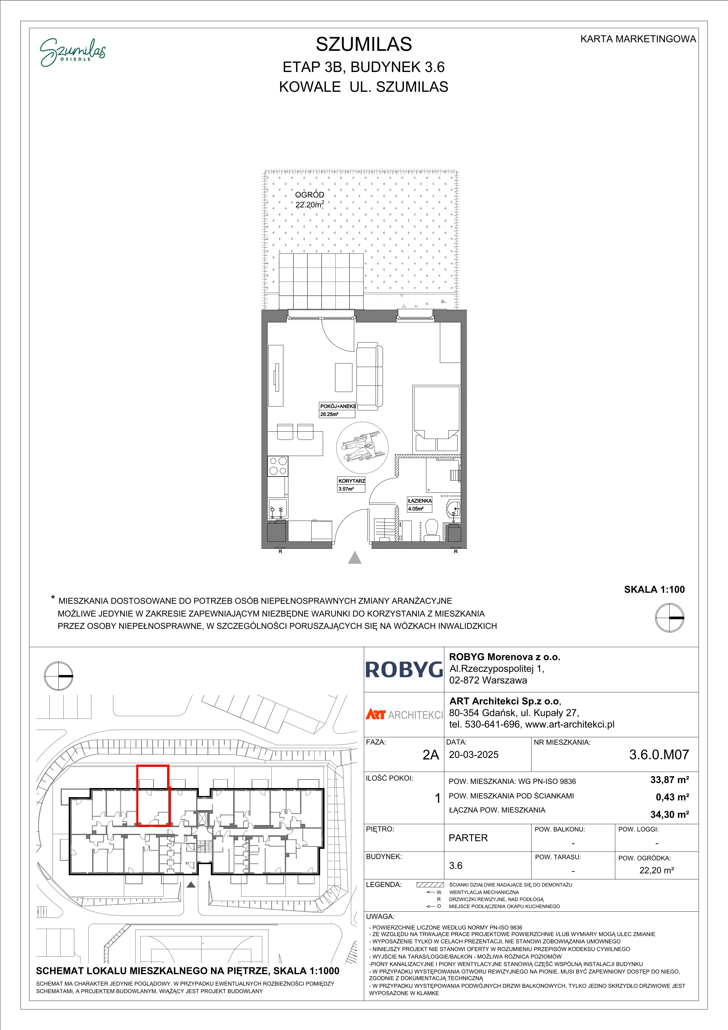 1 pokój, mieszkanie 33,87 m², parter, oferta nr 3.6.0M07, Szumilas, Kowale, ul. Magazynowa