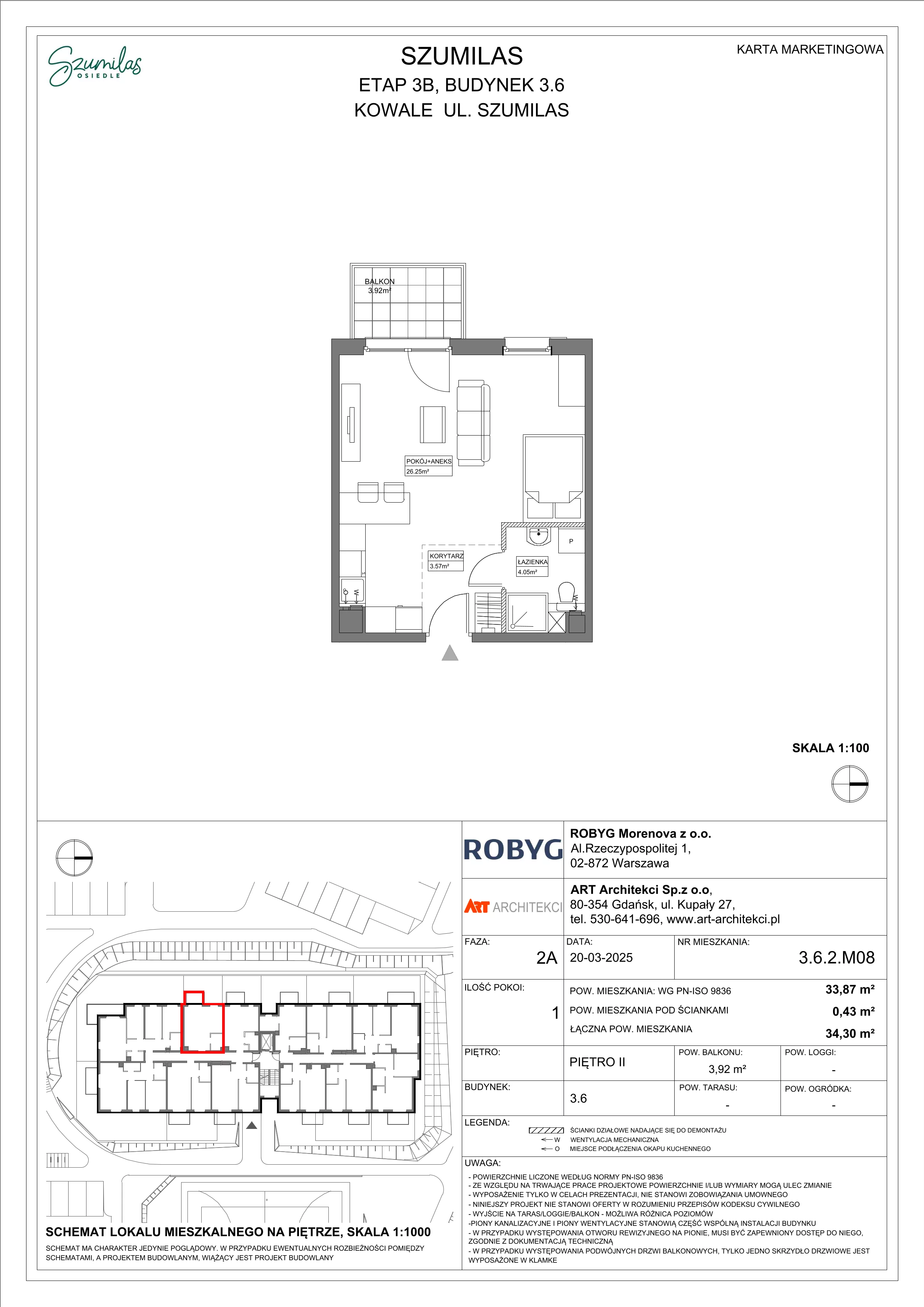 1 pokój, mieszkanie 33,87 m², piętro 2, oferta nr 3.6.2M08, Szumilas, Kowale, ul. Magazynowa