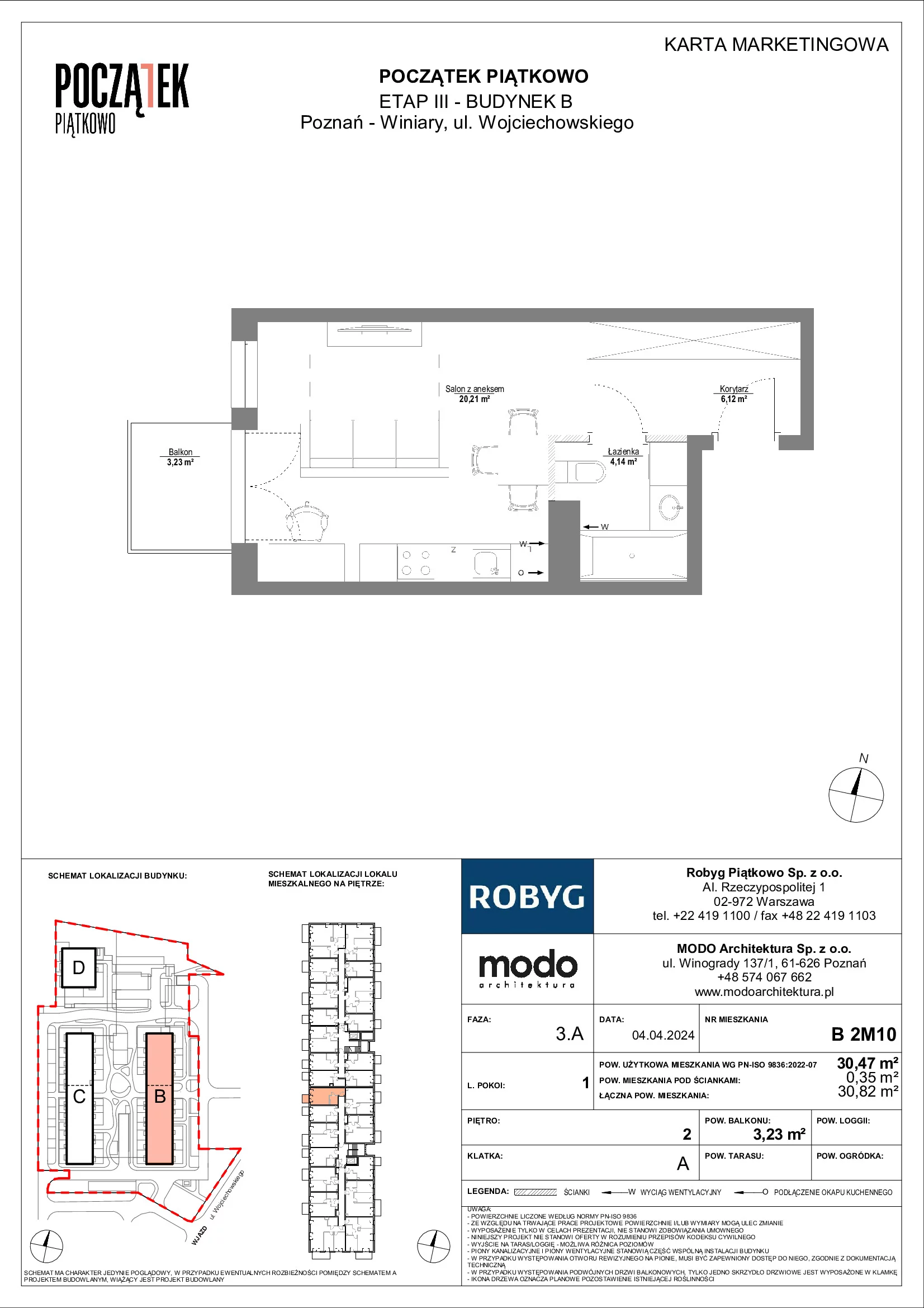 Mieszkanie 30,47 m², piętro 2, oferta nr B.2M10, Początek Piątkowo, Poznań, Piątkowo, ul. Wojciechowskiego