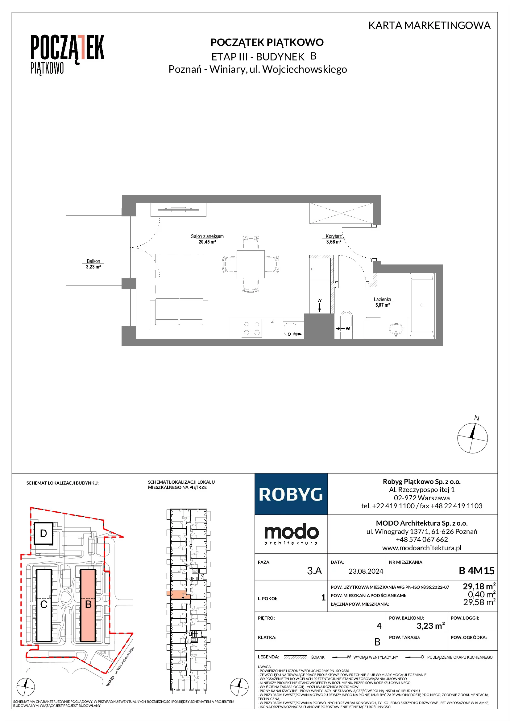 Mieszkanie 29,18 m², piętro 4, oferta nr B.4M15, Początek Piątkowo, Poznań, Piątkowo, ul. Wojciechowskiego