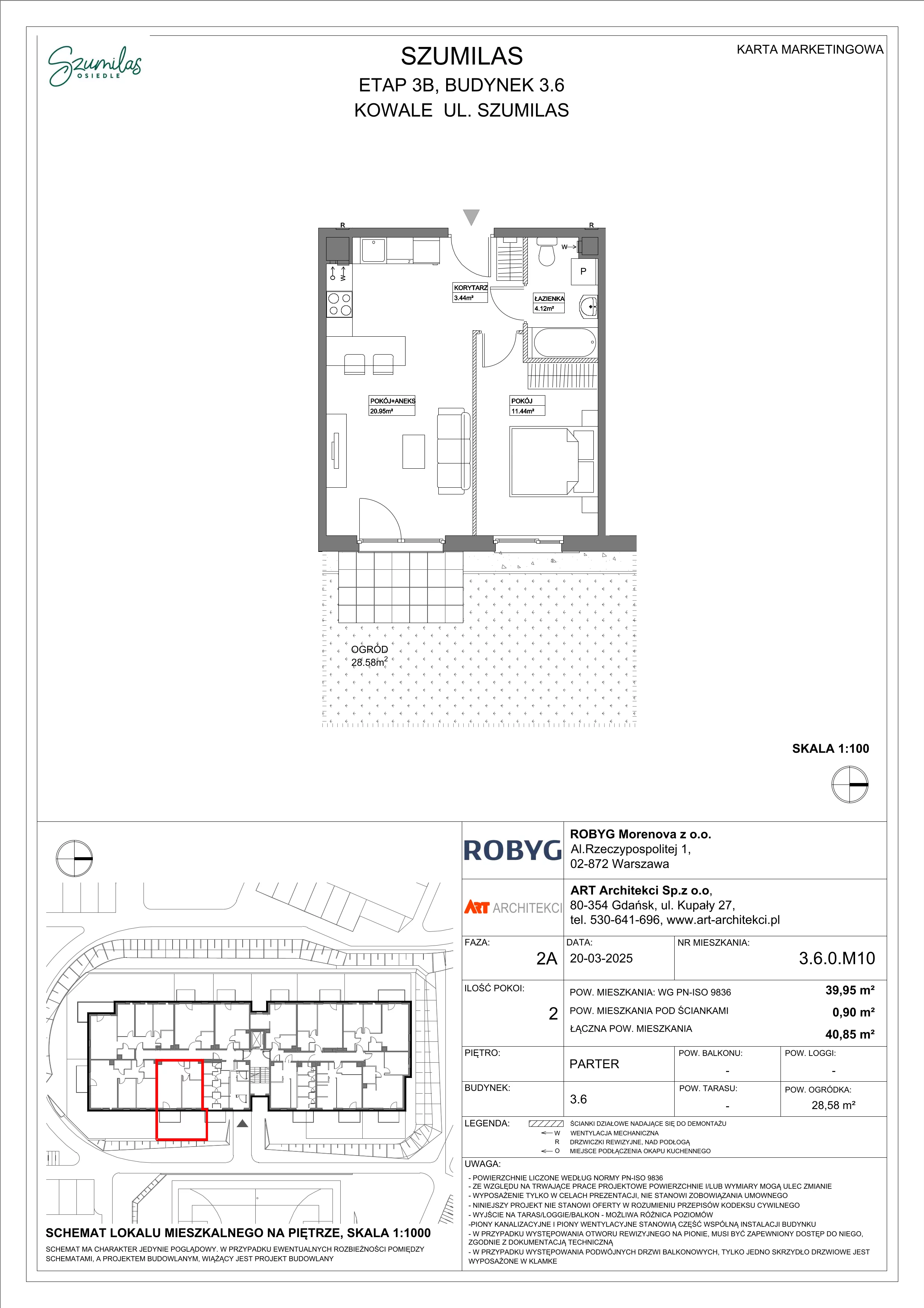 2 pokoje, mieszkanie 39,95 m², parter, oferta nr 3.6.0M10, Szumilas, Kowale, ul. Magazynowa