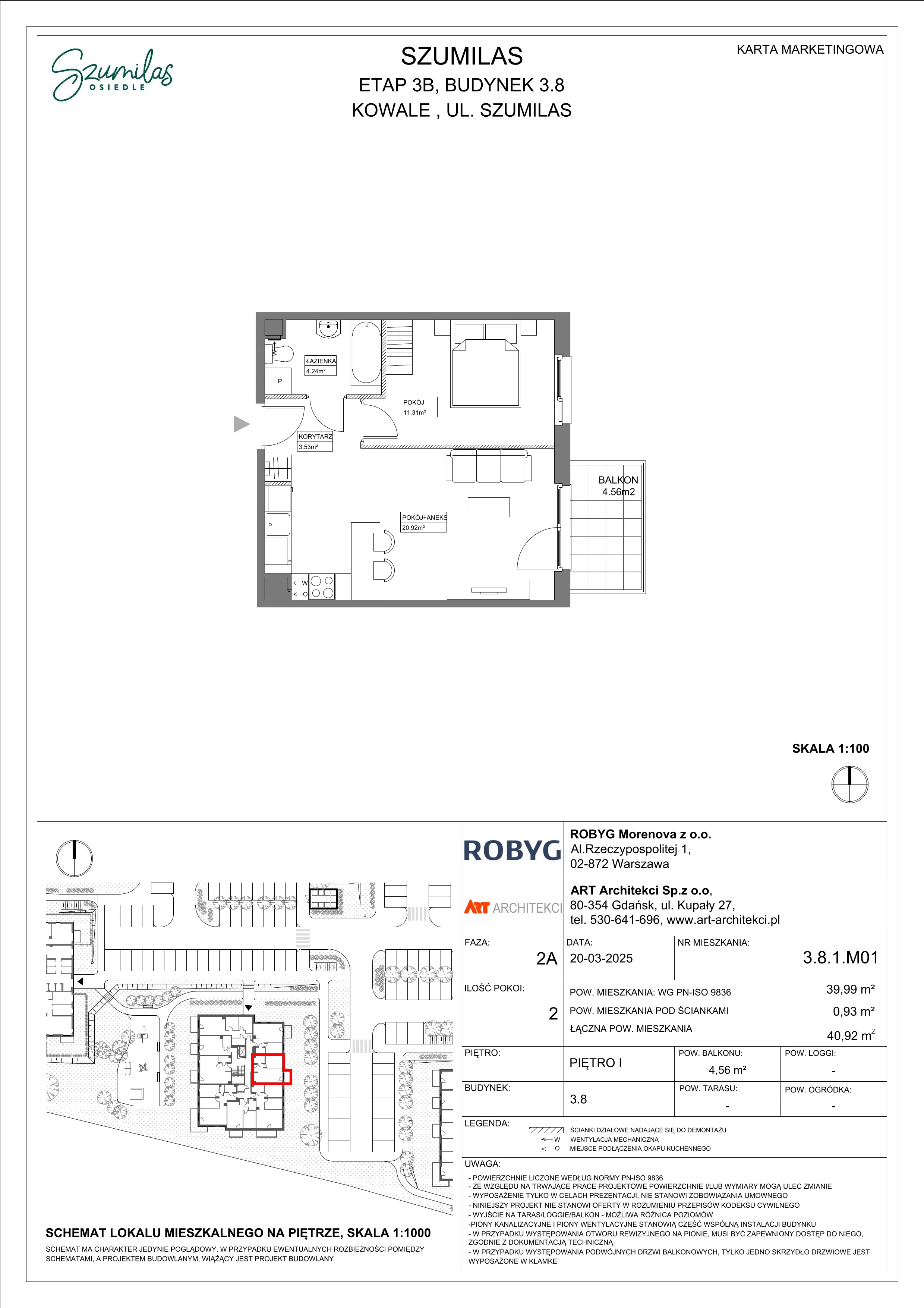 2 pokoje, mieszkanie 39,99 m², piętro 1, oferta nr 3.8.1M01, Szumilas, Kowale, ul. Magazynowa
