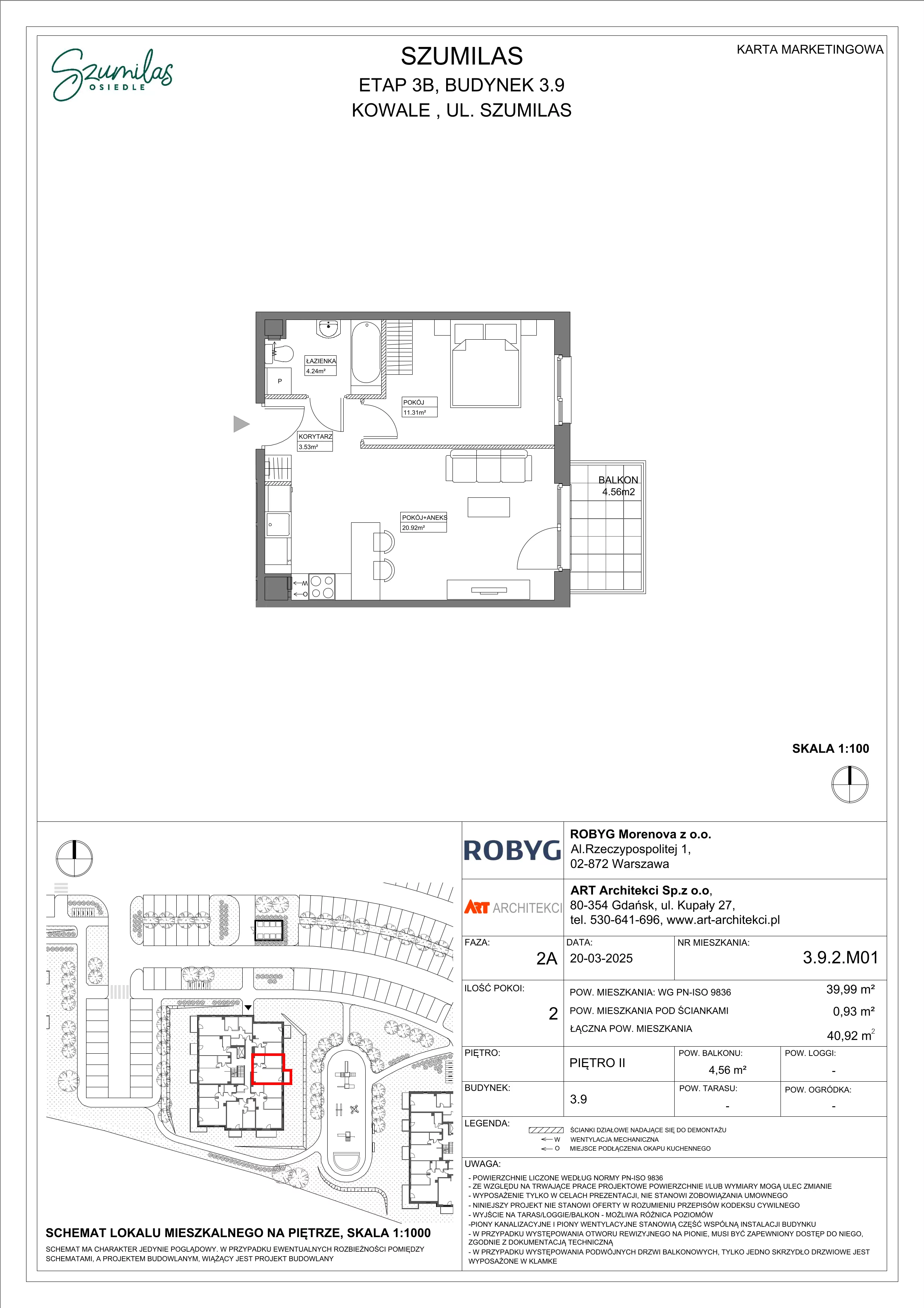 2 pokoje, mieszkanie 39,99 m², piętro 2, oferta nr 3.9.2M01, Szumilas, Kowale, ul. Magazynowa