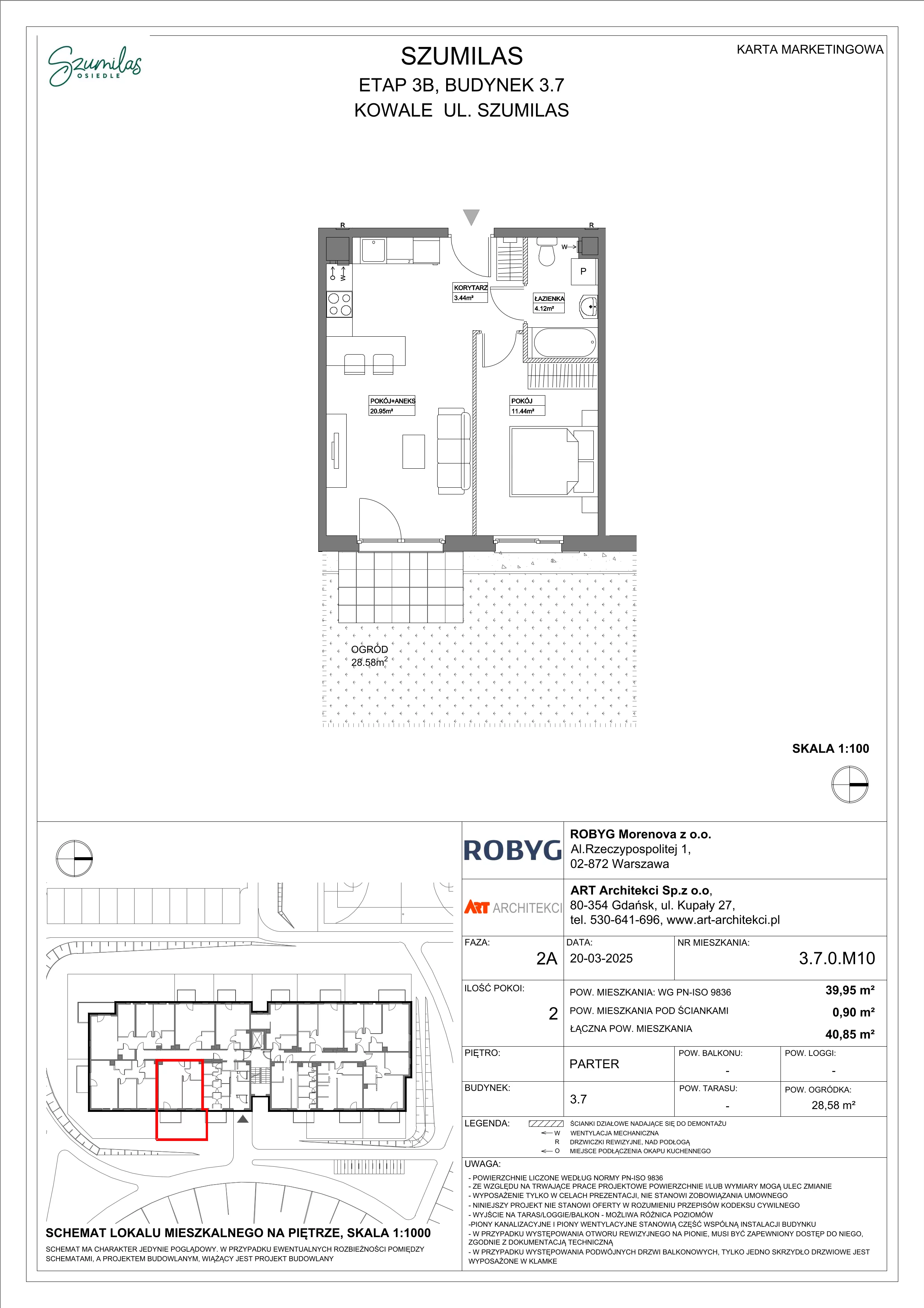 2 pokoje, mieszkanie 39,95 m², parter, oferta nr 3.7.0M10, Szumilas, Kowale, ul. Magazynowa