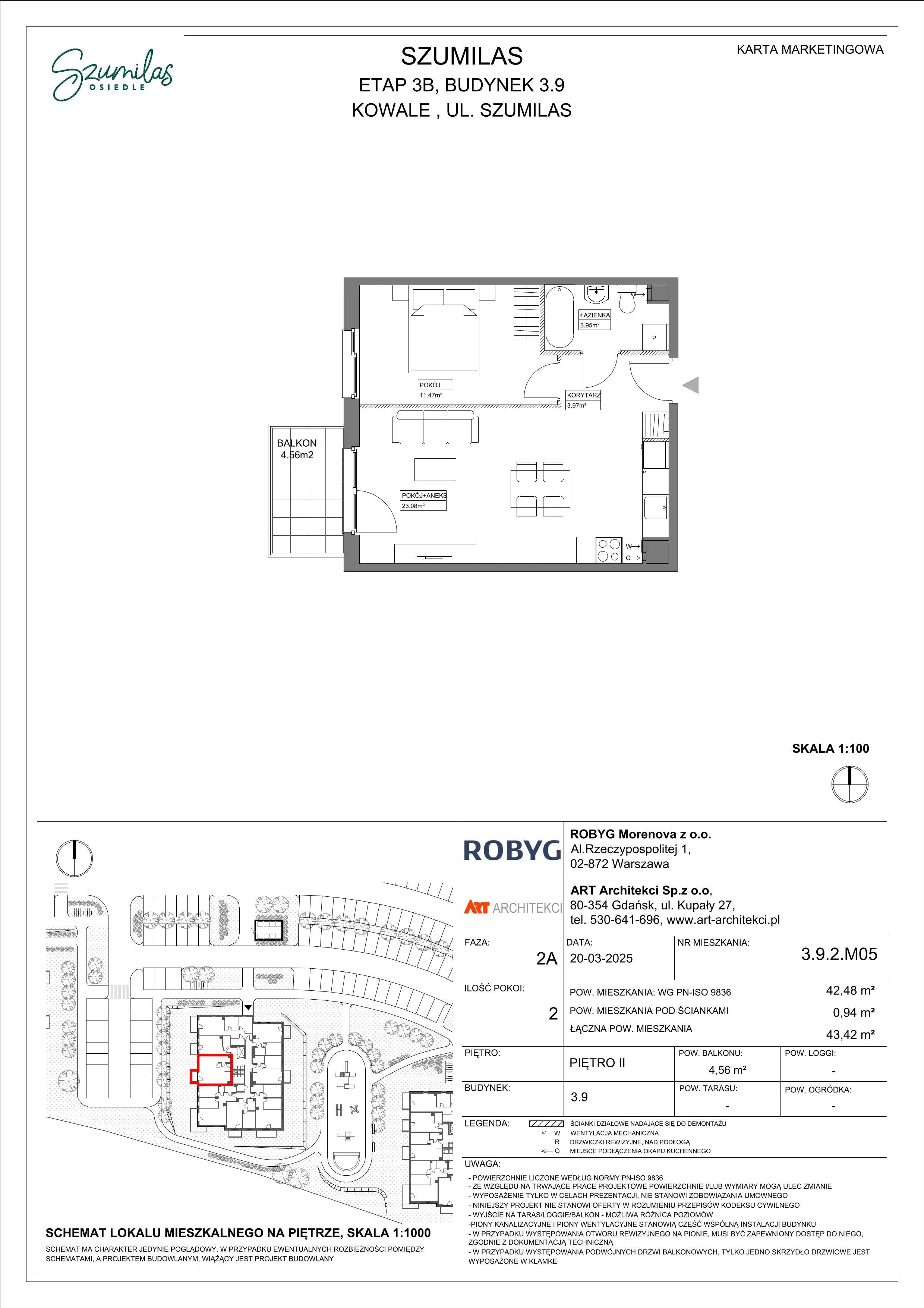 2 pokoje, mieszkanie 42,48 m², piętro 2, oferta nr 3.9.2M05, Szumilas, Kowale, ul. Magazynowa
