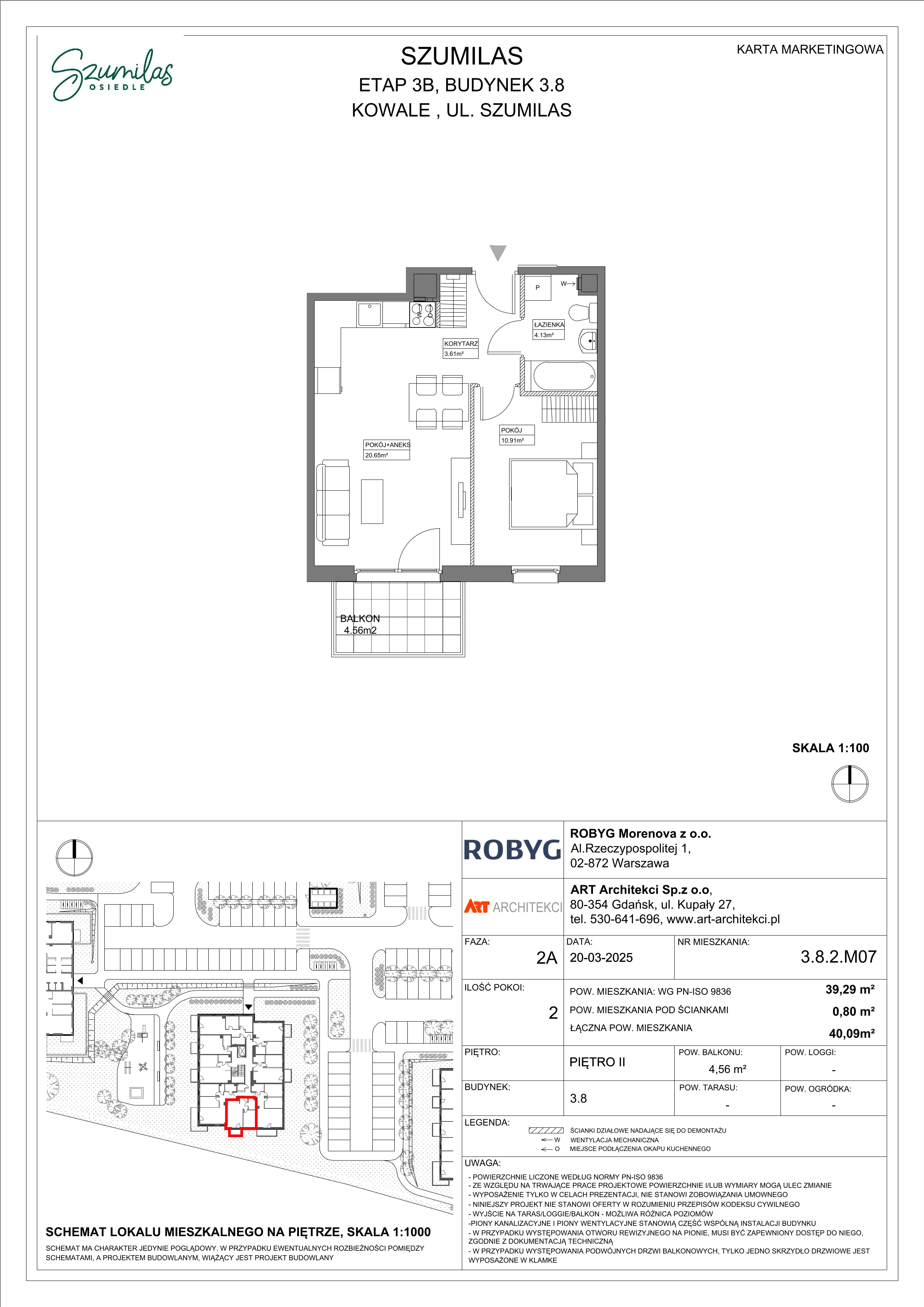 2 pokoje, mieszkanie 39,29 m², piętro 2, oferta nr 3.8.2M07, Szumilas, Kowale, ul. Magazynowa