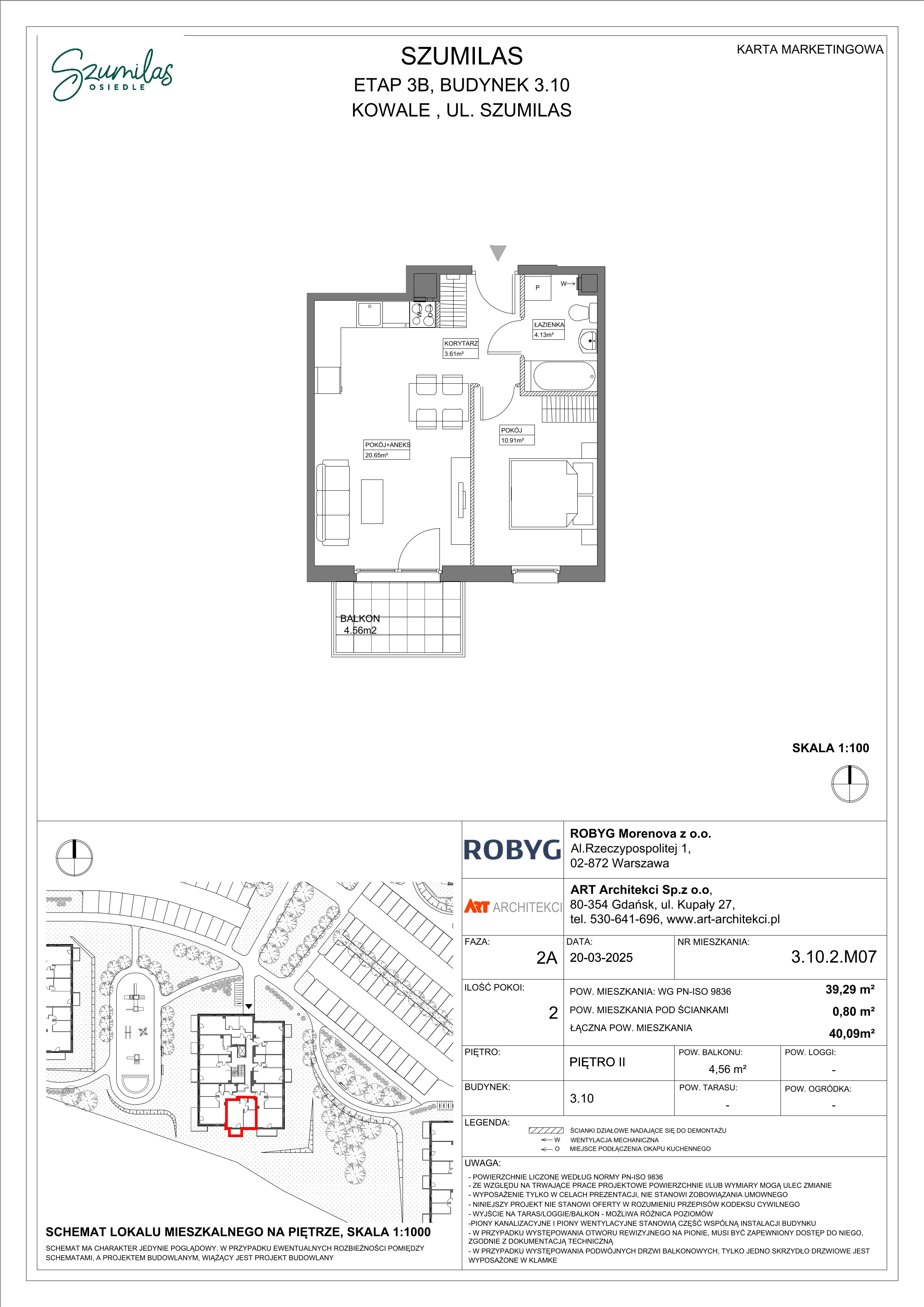 2 pokoje, mieszkanie 39,29 m², piętro 2, oferta nr 3.10.2M07, Szumilas, Kowale, ul. Magazynowa