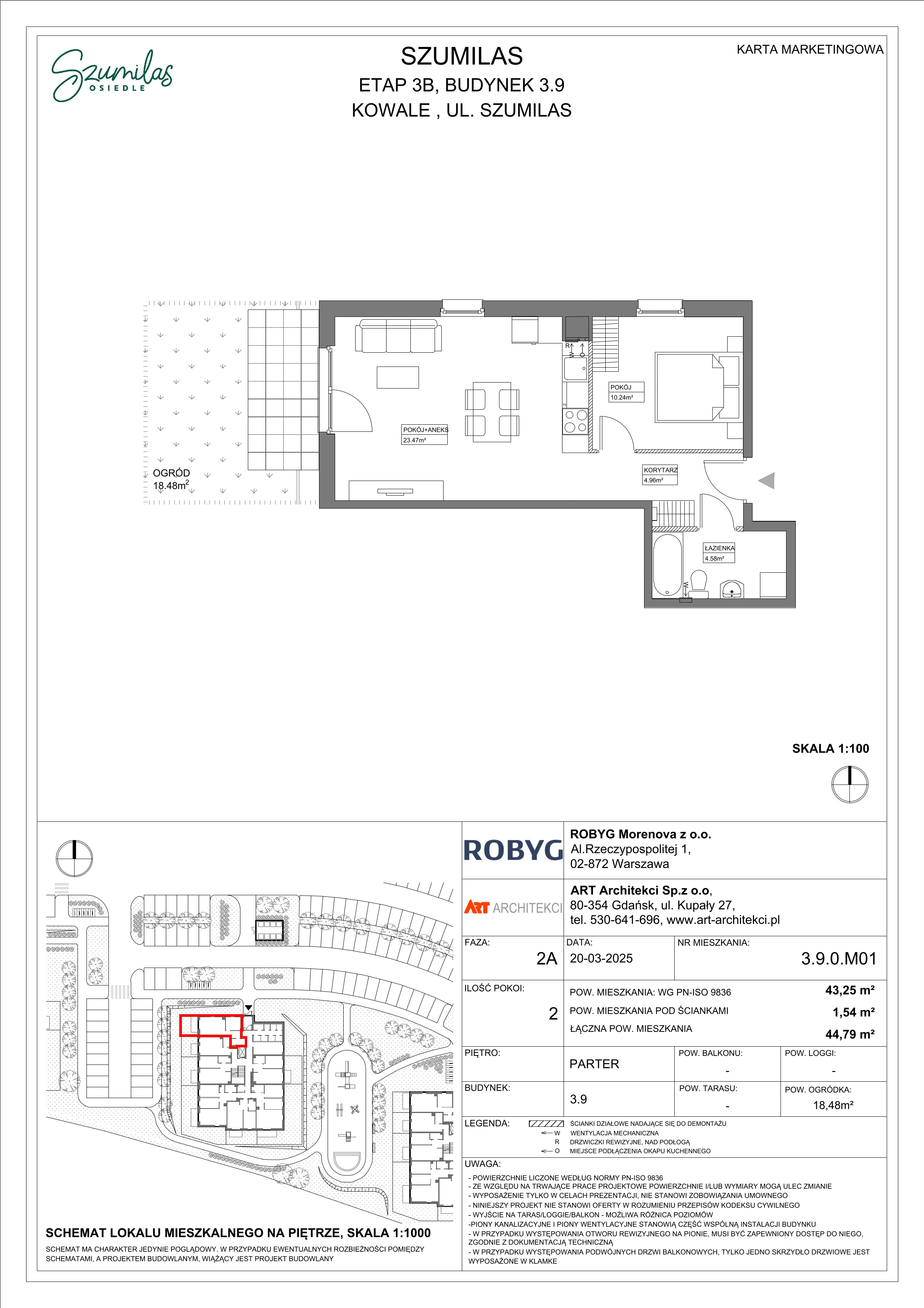2 pokoje, mieszkanie 43,25 m², parter, oferta nr 3.9.0M01, Szumilas, Kowale, ul. Magazynowa