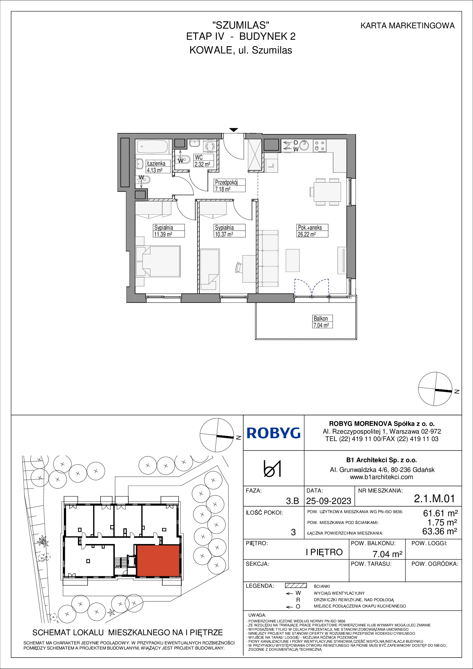 Mieszkanie 61,61 m², piętro 1, oferta nr 2.1M01, Szumilas, Kowale, ul. Magazynowa