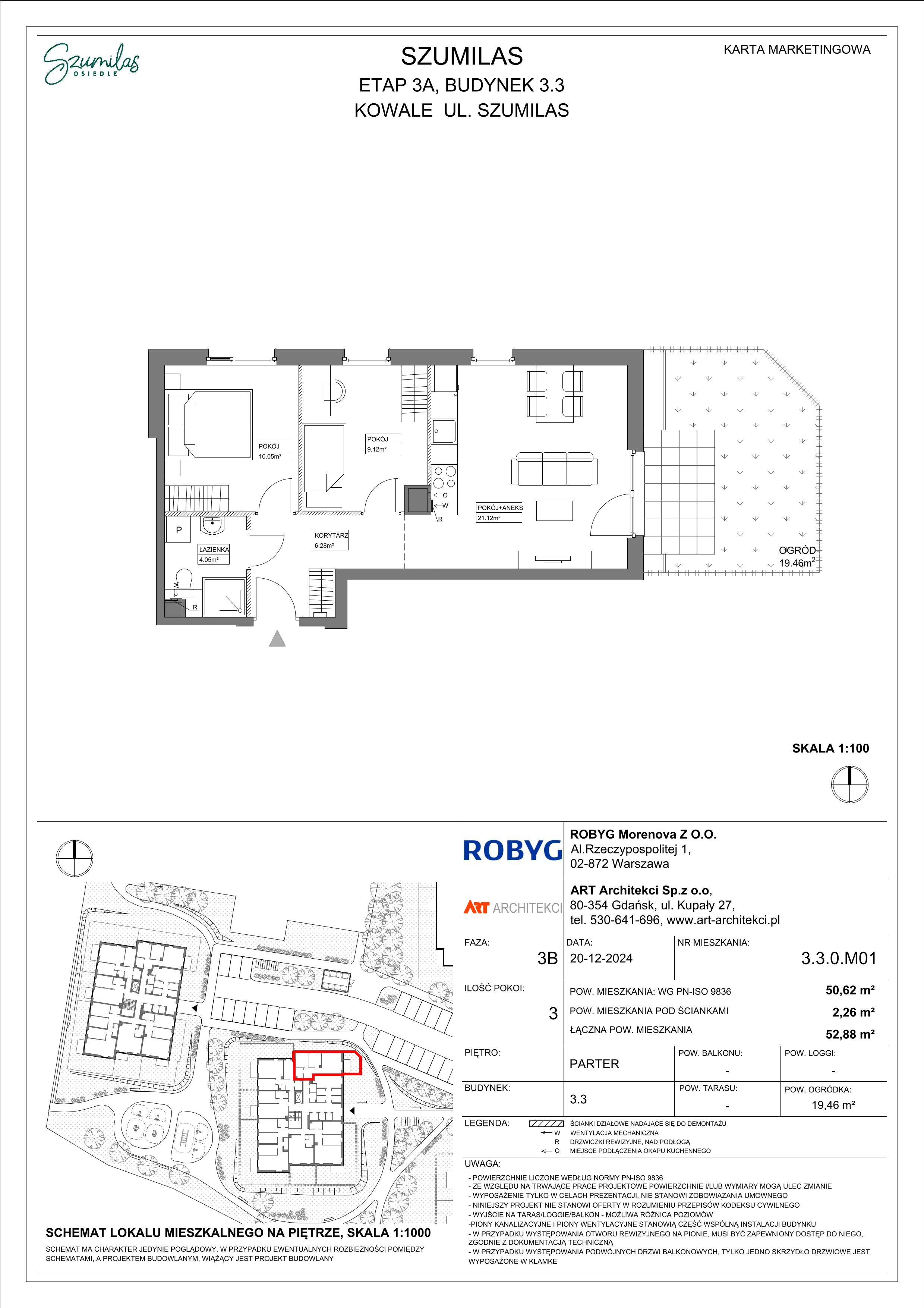 3 pokoje, mieszkanie 50,62 m², parter, oferta nr 3.3.0M01, Szumilas, Kowale, ul. Magazynowa