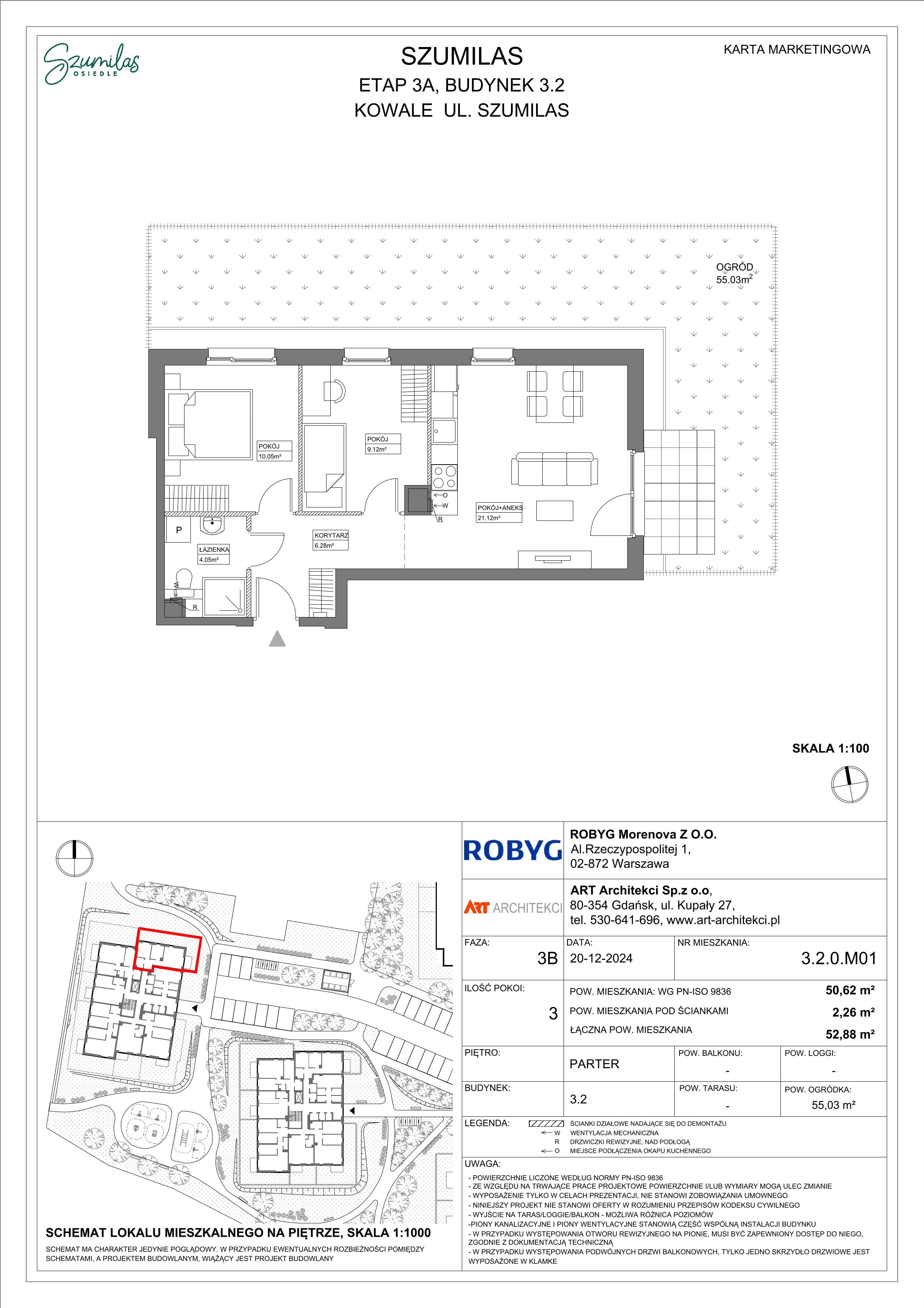 3 pokoje, mieszkanie 50,62 m², parter, oferta nr 3.2.0M01, Szumilas, Kowale, ul. Magazynowa