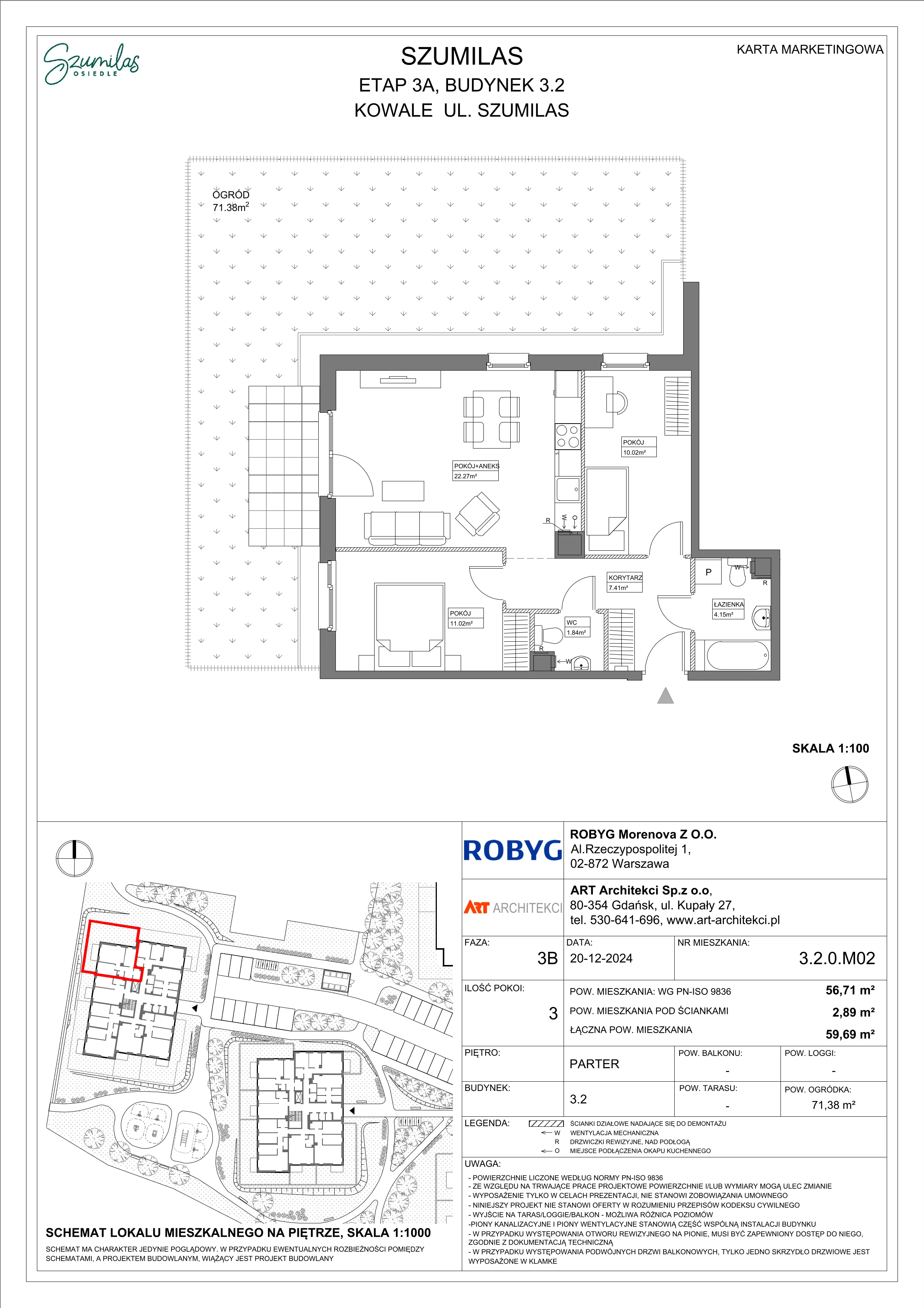 3 pokoje, mieszkanie 56,71 m², parter, oferta nr 3.2.0M02, Szumilas, Kowale, ul. Magazynowa
