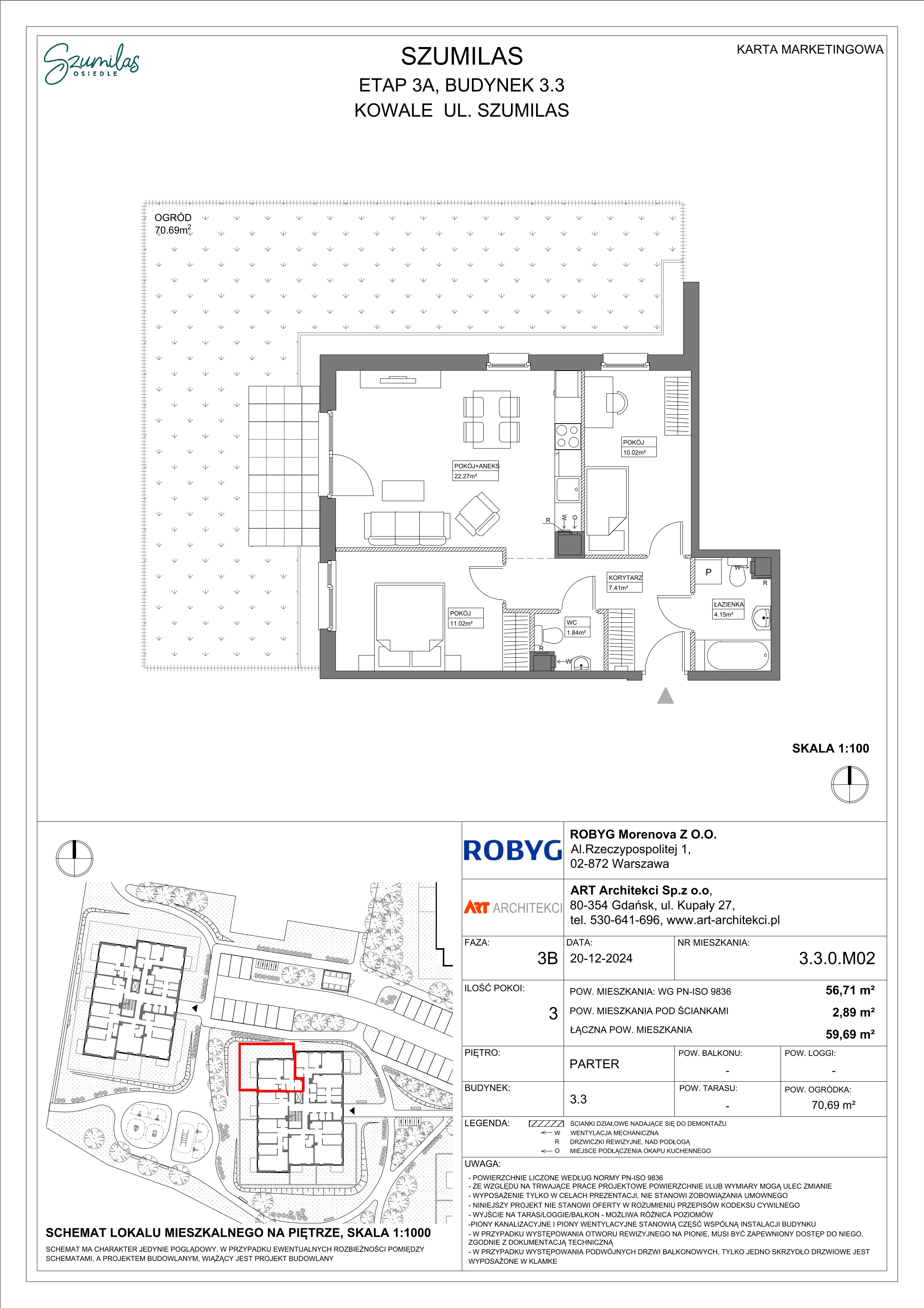 3 pokoje, mieszkanie 56,71 m², parter, oferta nr 3.3.0M02, Szumilas, Kowale, ul. Magazynowa