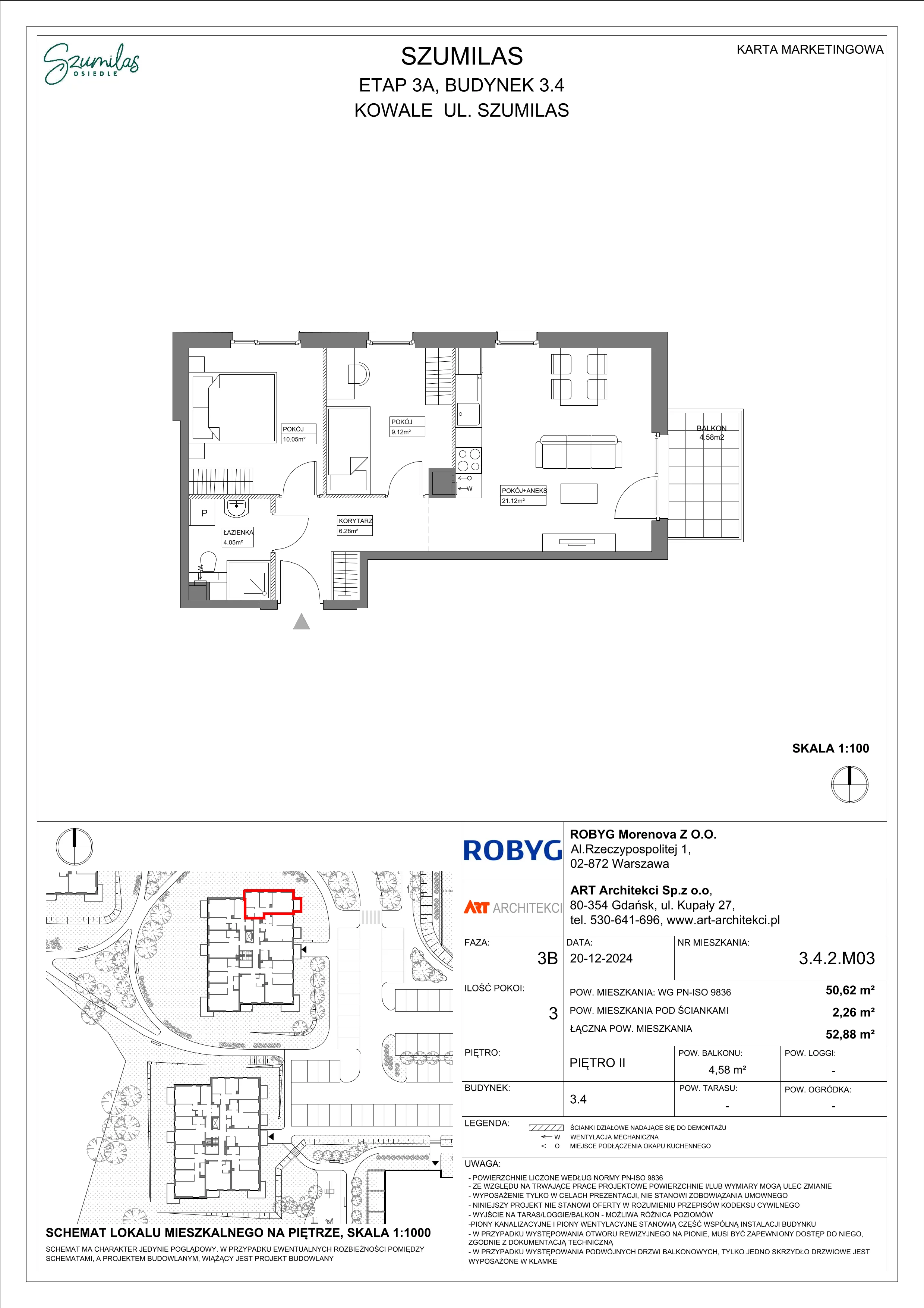 3 pokoje, mieszkanie 50,62 m², piętro 2, oferta nr 3.4.2M03, Szumilas, Kowale, ul. Magazynowa