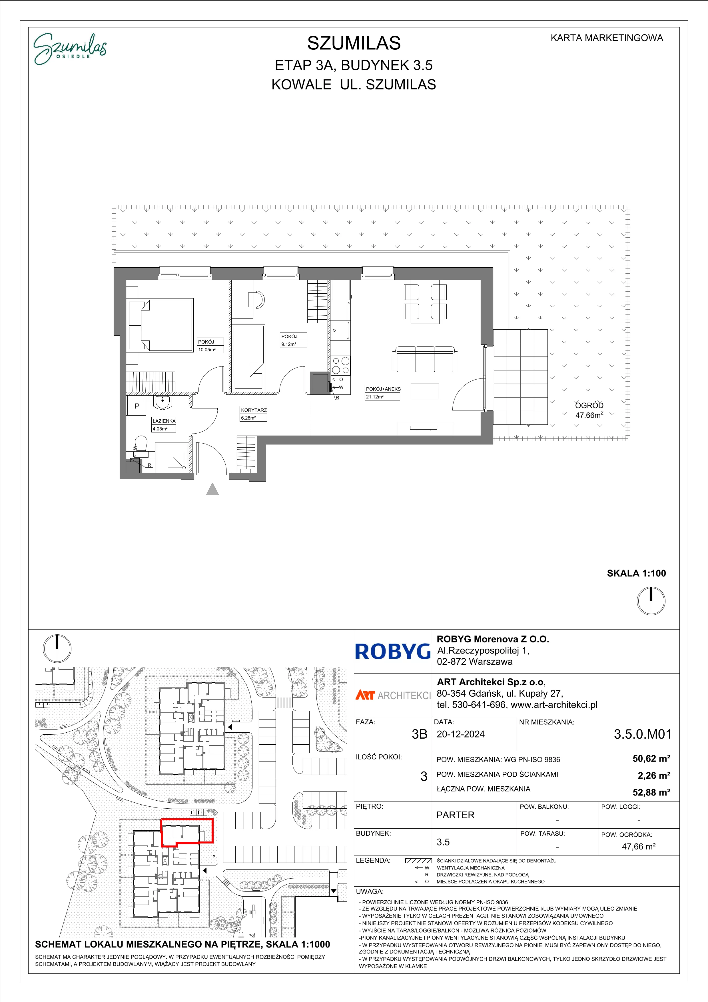 3 pokoje, mieszkanie 50,62 m², parter, oferta nr 3.5.0M01, Szumilas, Kowale, ul. Magazynowa