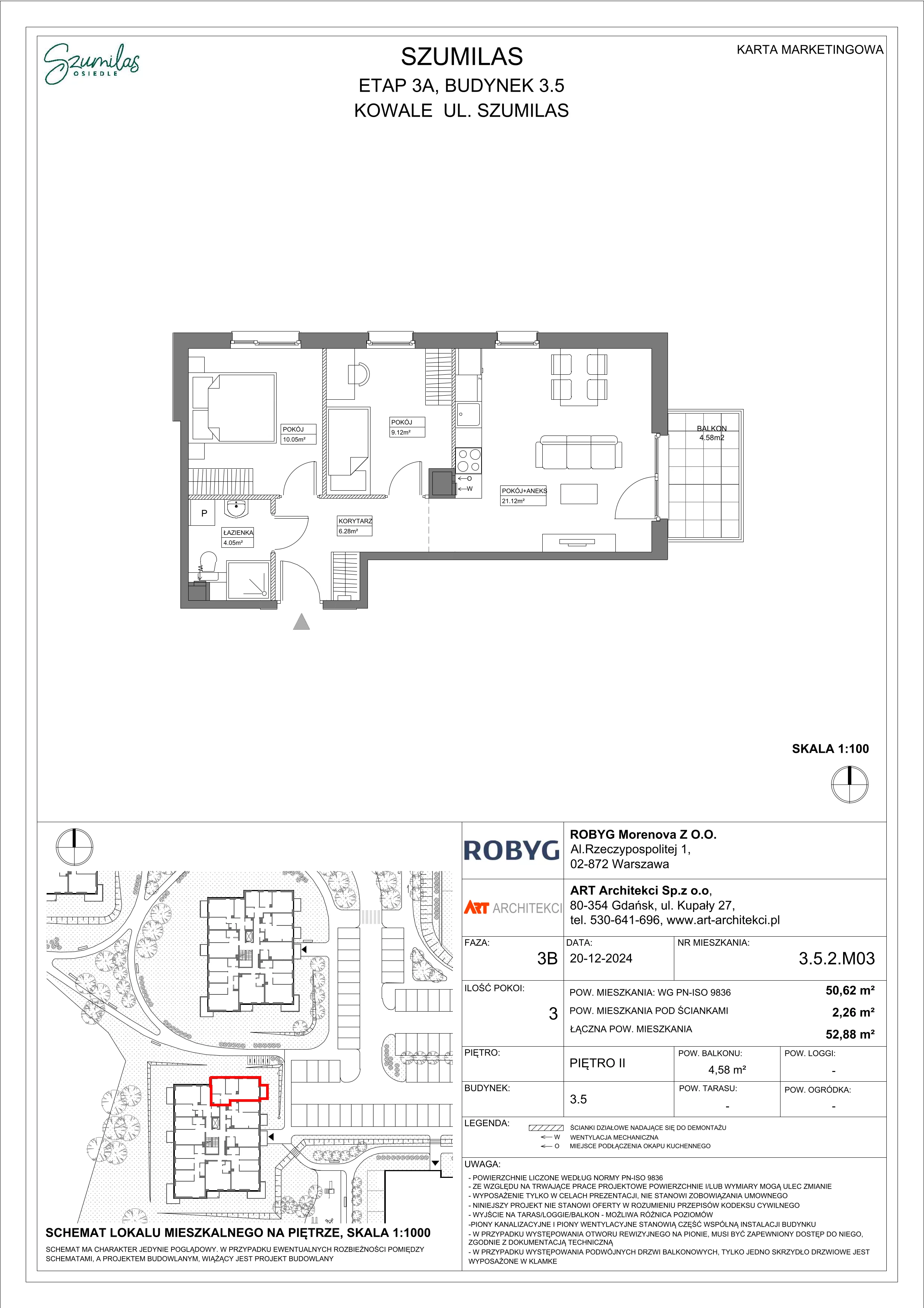 3 pokoje, mieszkanie 50,62 m², piętro 2, oferta nr 3.5.2M03, Szumilas, Kowale, ul. Magazynowa