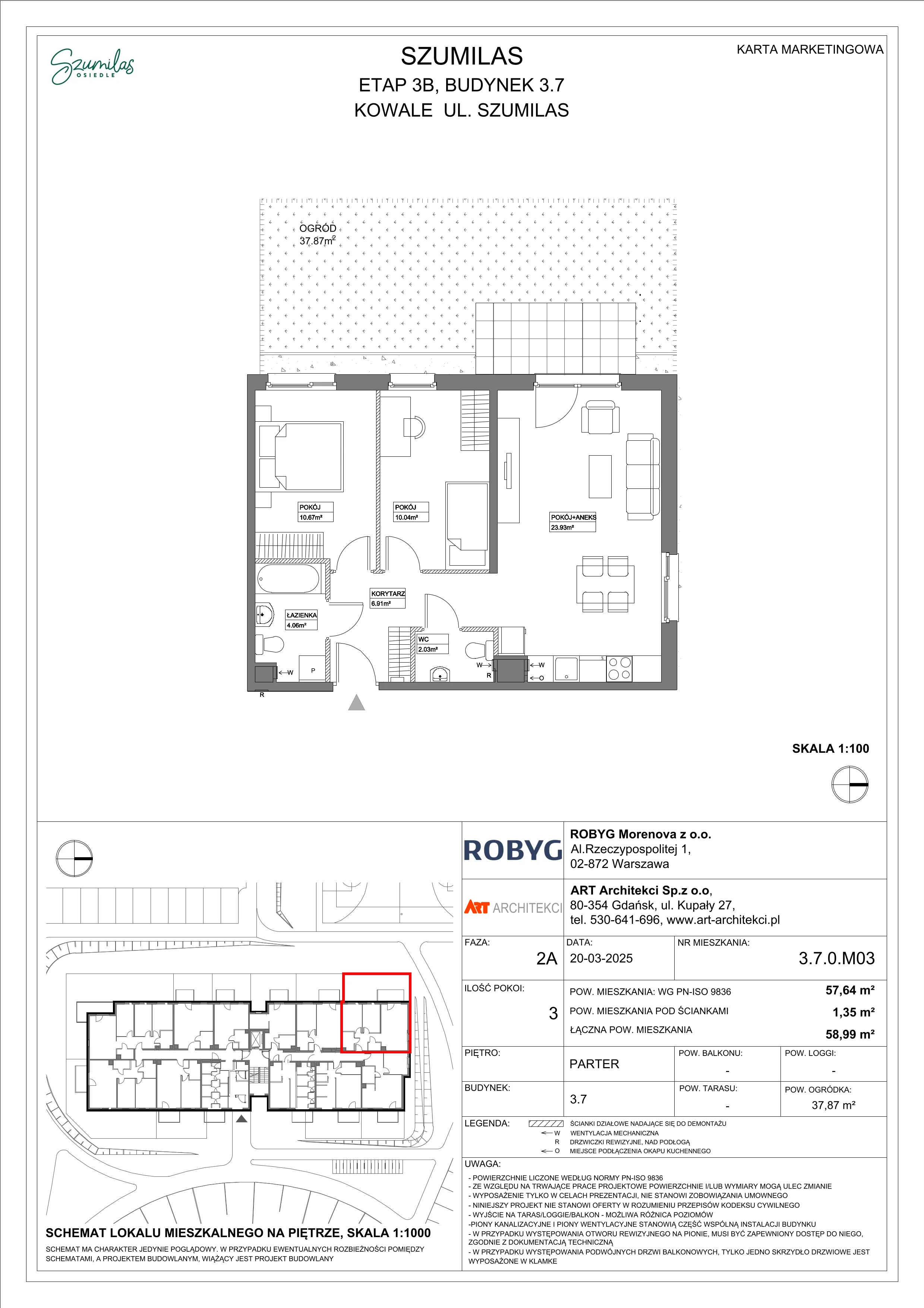 3 pokoje, mieszkanie 57,64 m², parter, oferta nr 3.7.0M03, Szumilas, Kowale, ul. Magazynowa