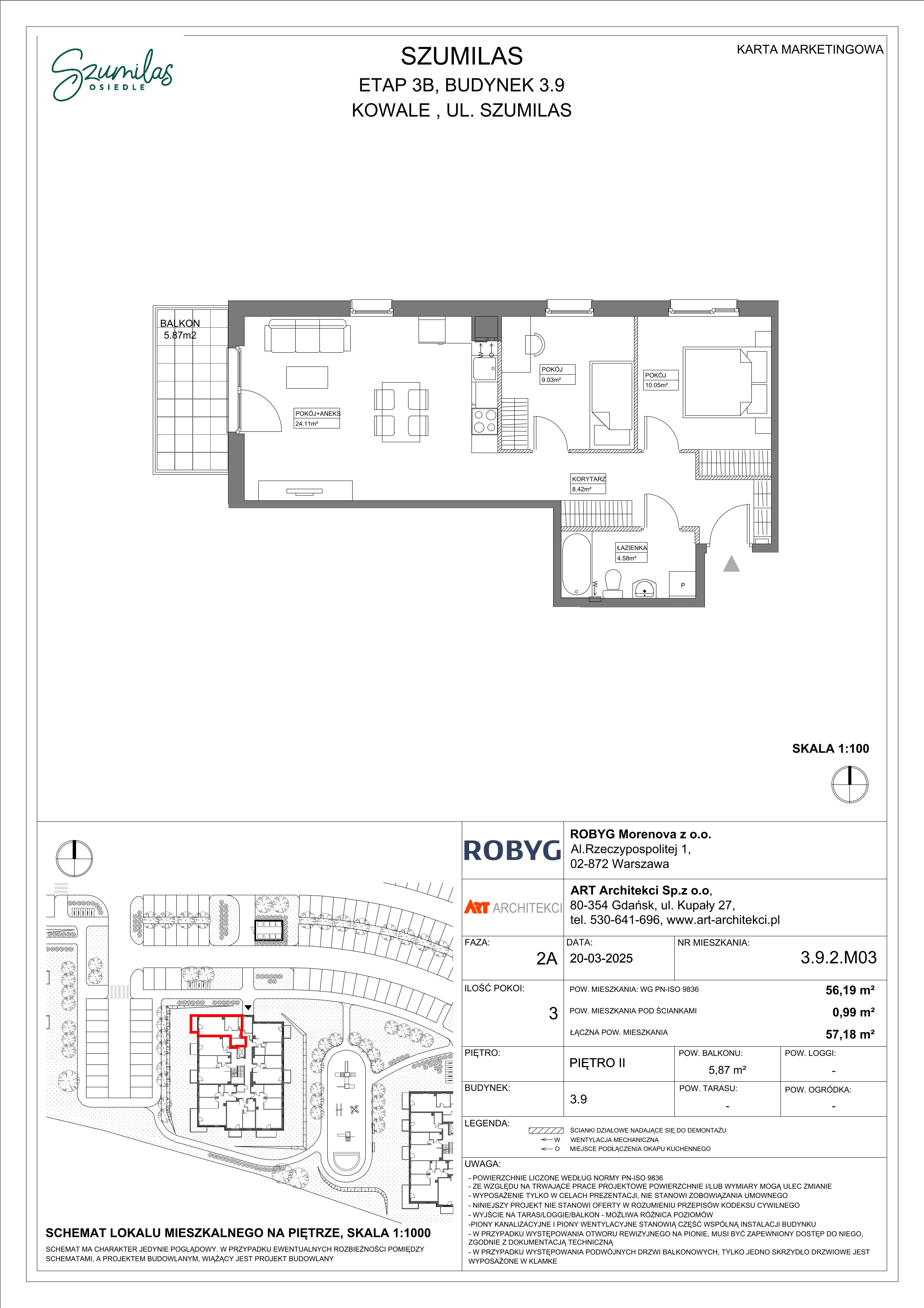 3 pokoje, mieszkanie 56,19 m², piętro 2, oferta nr 3.9.2M03, Szumilas, Kowale, ul. Magazynowa