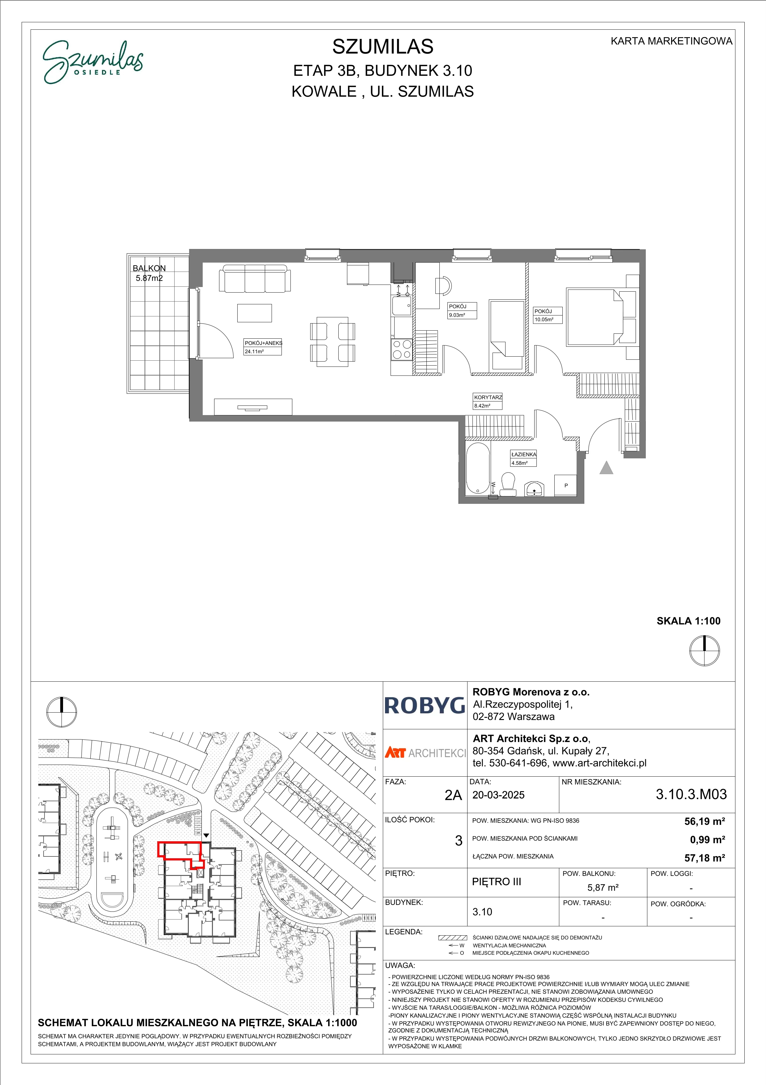3 pokoje, mieszkanie 56,19 m², piętro 3, oferta nr 3.10.3M03, Szumilas, Kowale, ul. Magazynowa