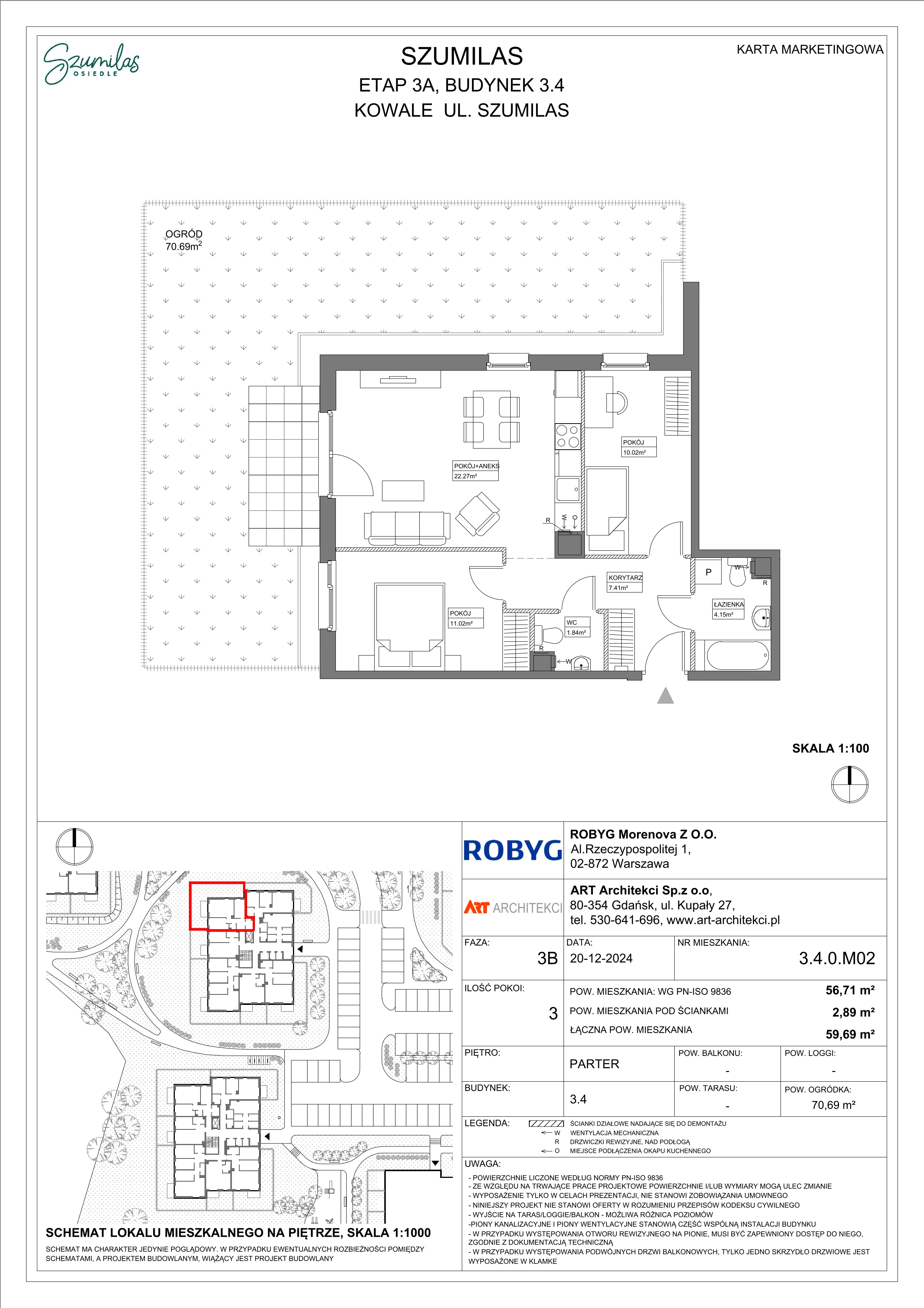 3 pokoje, mieszkanie 56,71 m², parter, oferta nr 3.4.0M02, Szumilas, Kowale, ul. Magazynowa