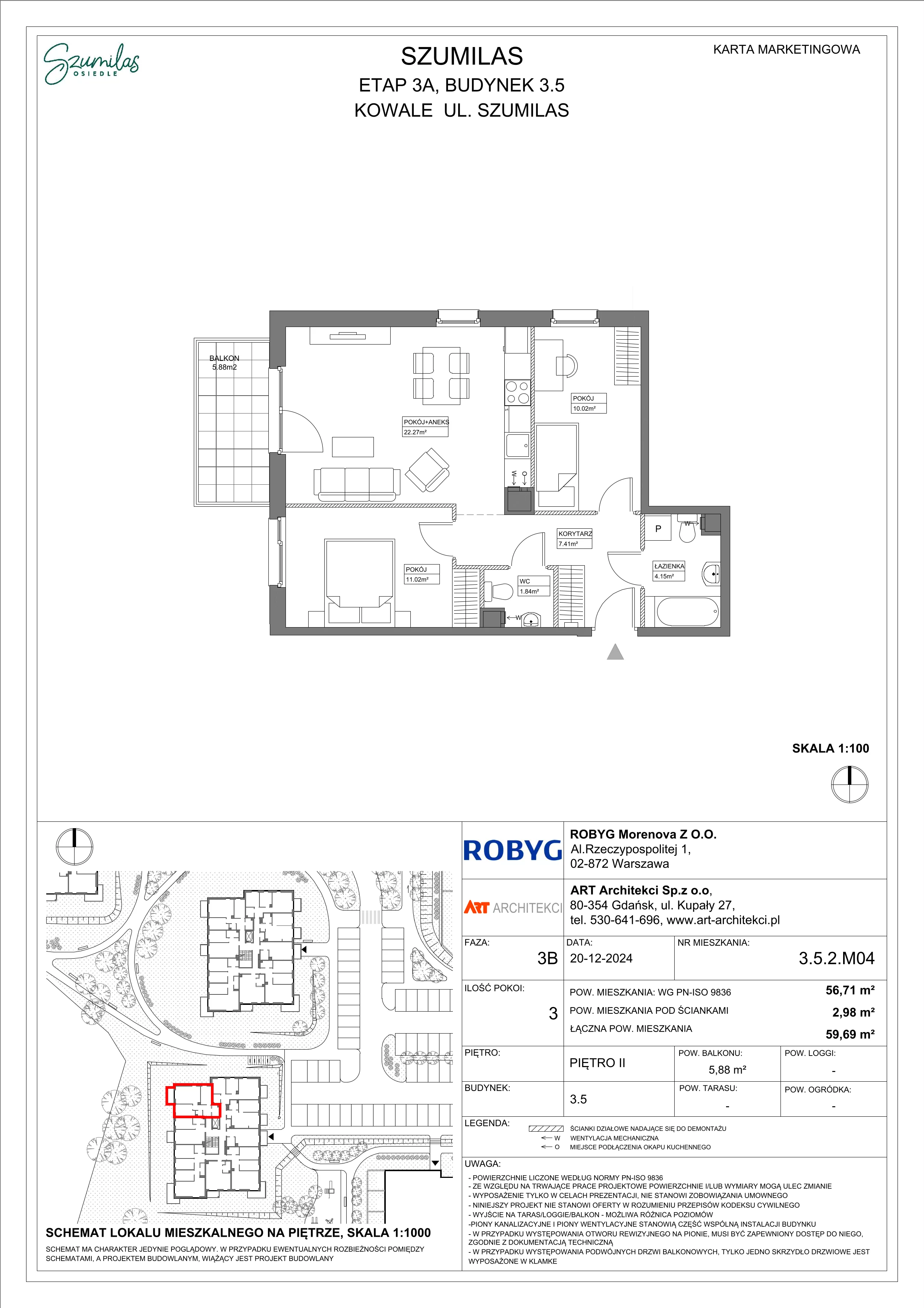 3 pokoje, mieszkanie 56,71 m², piętro 2, oferta nr 3.5.2M04, Szumilas, Kowale, ul. Magazynowa