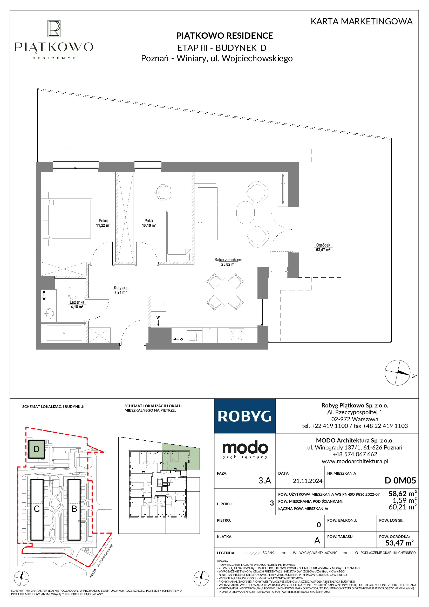 Mieszkanie 58,62 m², parter, oferta nr D.0M05, Piątkowo Residence, Poznań, Piątkowo, Piątkowo, ul. Wojciechowskiego