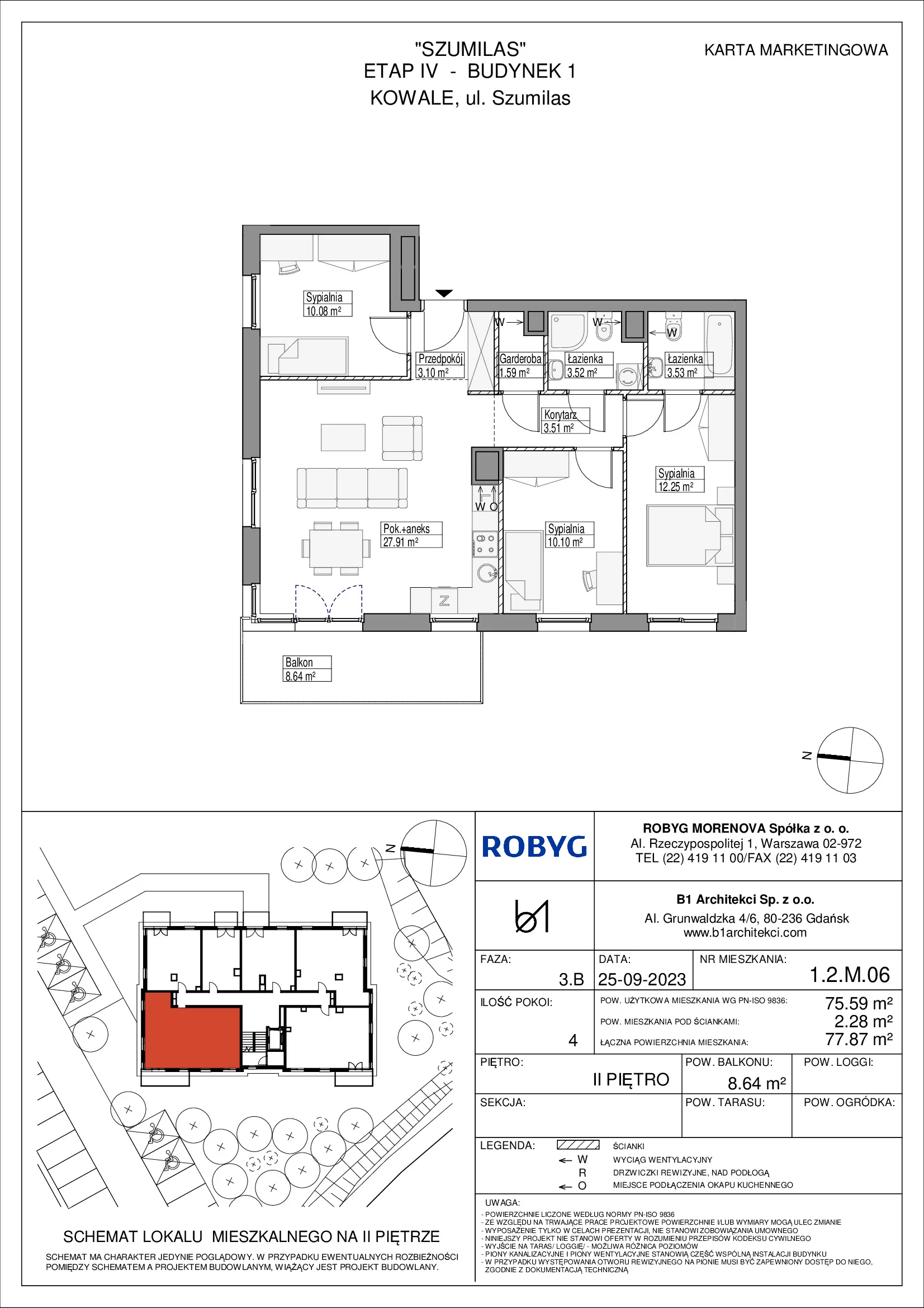 Mieszkanie 75,59 m², piętro 2, oferta nr 1.2M06, Szumilas, Kowale, ul. Magazynowa