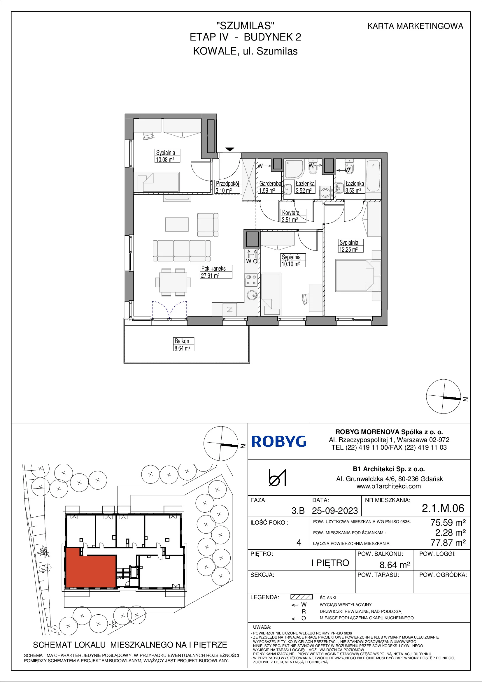 Mieszkanie 75,59 m², piętro 1, oferta nr 2.1M06, Szumilas, Kowale, ul. Magazynowa