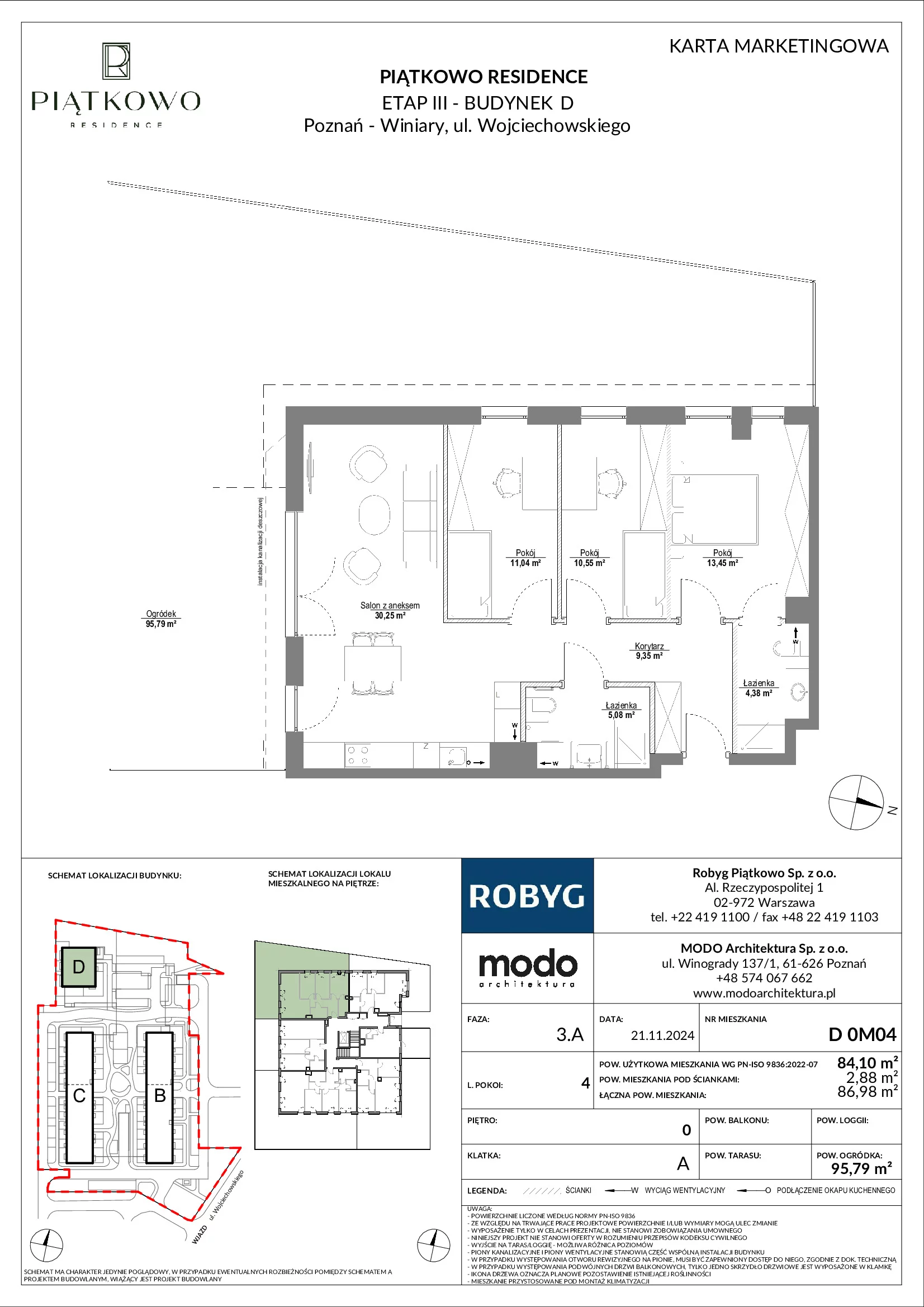 Mieszkanie 84,10 m², parter, oferta nr D.0M04, Piątkowo Residence, Poznań, Piątkowo, Piątkowo, ul. Wojciechowskiego