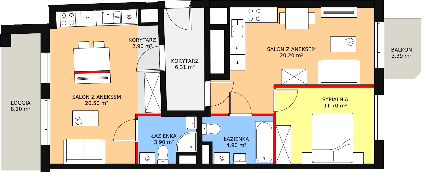 3 pokoje, mieszkanie 70,09 m², piętro 4, oferta nr 3CM48, Stacja Jeżyce, Poznań, Jeżyce, Jeżyce, ul. Stanisława Barańczaka 3