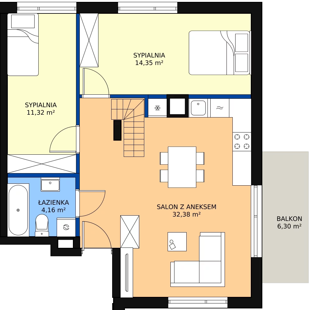 Zalety mieszkania 76.46 m², A2.2M01