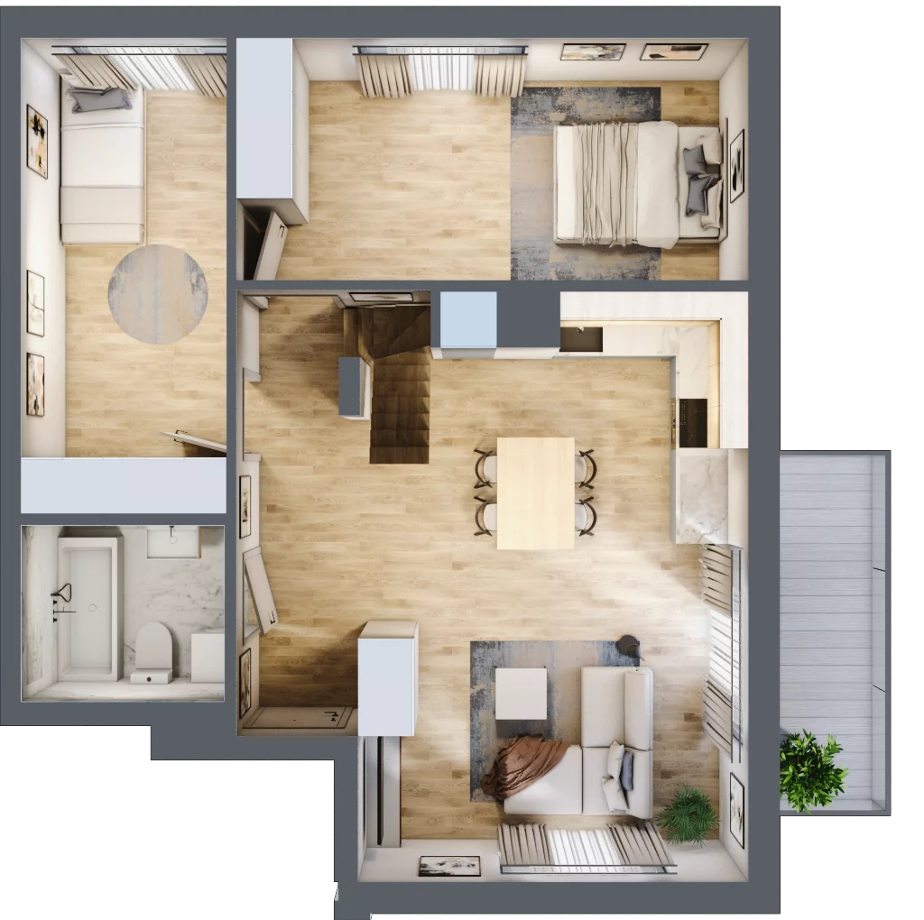 4 pokoje, mieszkanie 76,46 m², piętro 2, oferta nr A2.2M01, ROSA Residence, Gdańsk, Ujeścisko-Łostowice, Ujeścisko, ul. Śliwkowa