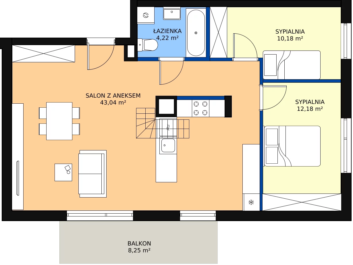 Zalety mieszkania 82.3 m², A3.2M02
