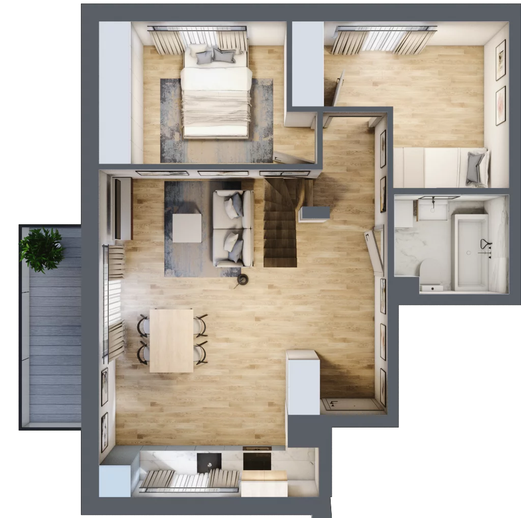 4 pokoje, mieszkanie 71,77 m², piętro 2, oferta nr A4.2M01, ROSA Residence, Gdańsk, Ujeścisko-Łostowice, Ujeścisko, ul. Śliwkowa