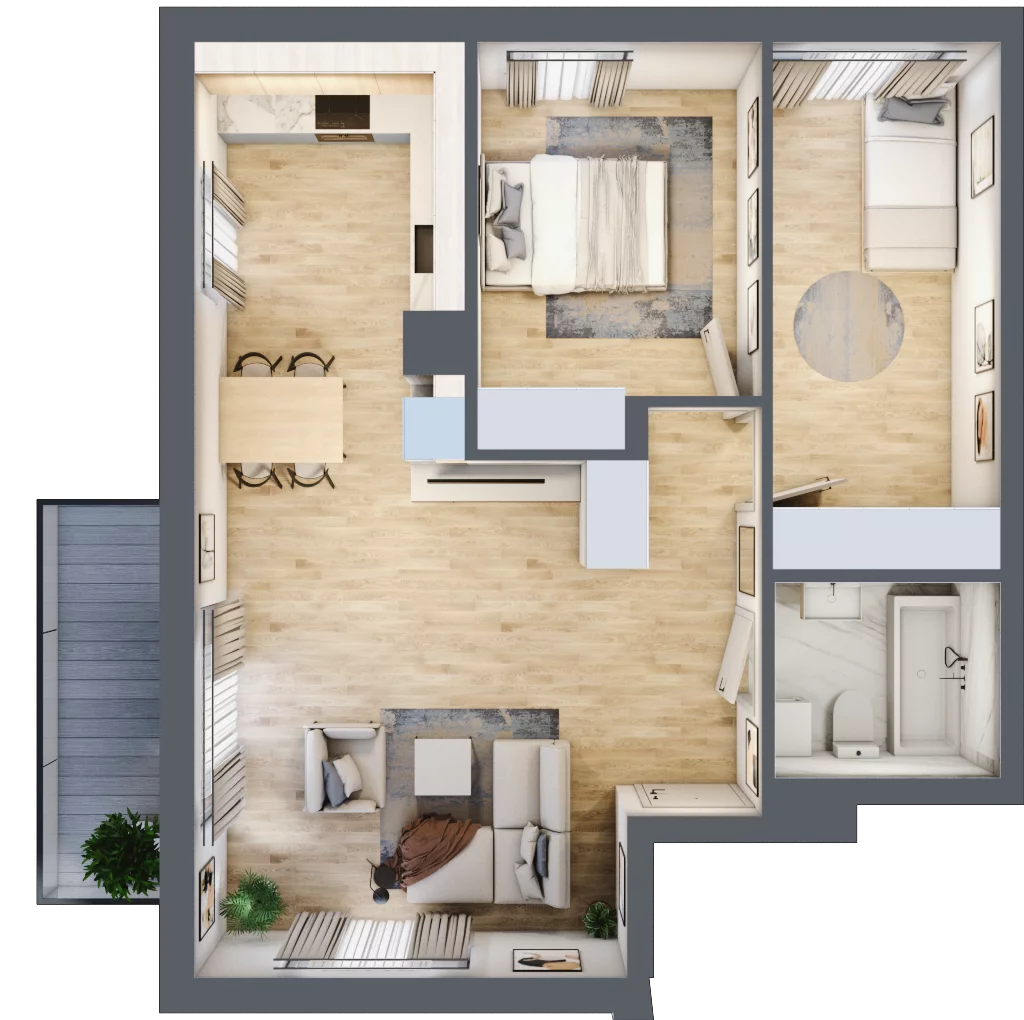 3 pokoje, mieszkanie 62,75 m², piętro 1, oferta nr A5.1M01, ROSA Residence, Gdańsk, Ujeścisko-Łostowice, Ujeścisko, ul. Śliwkowa
