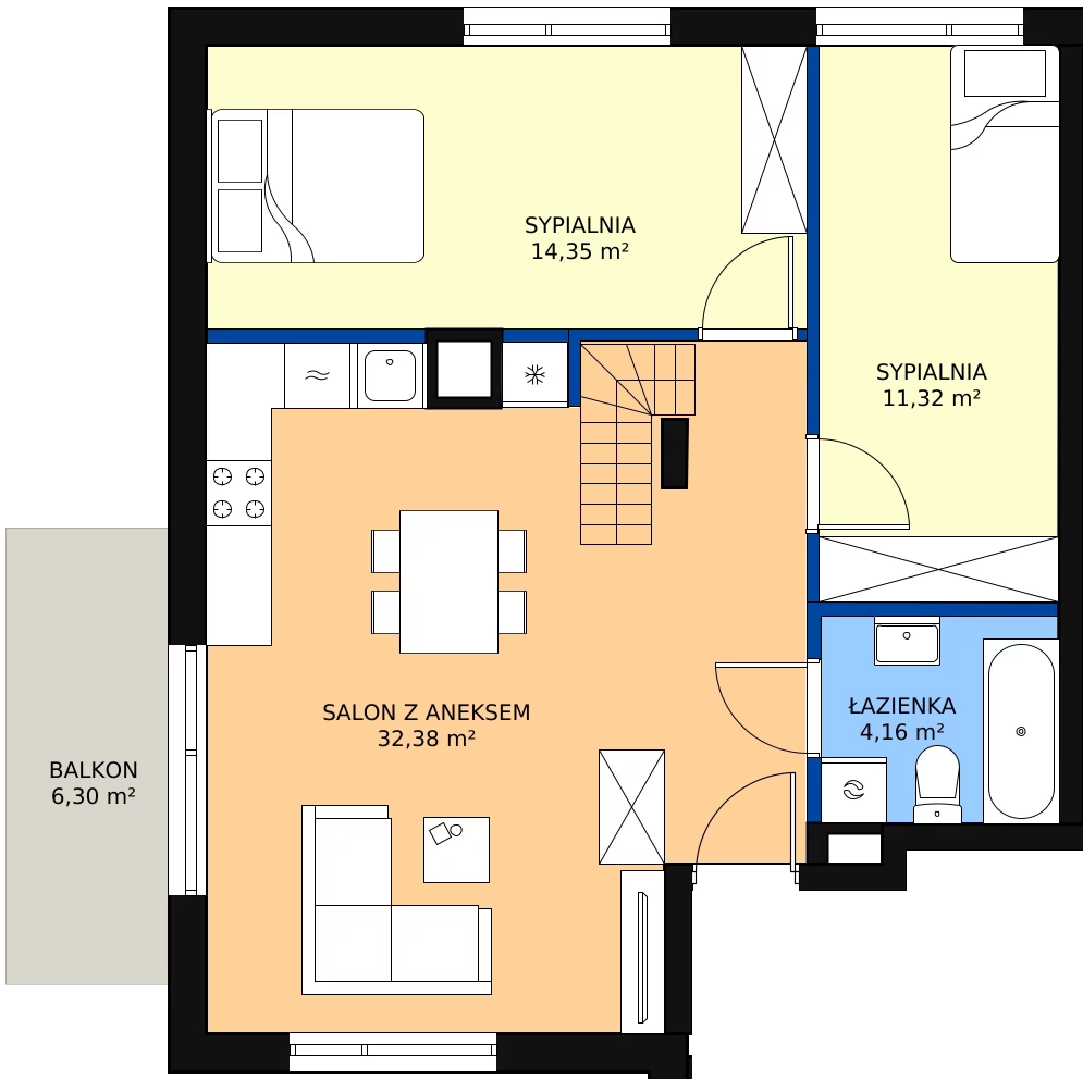 Zalety mieszkania 76.46 m², A5.2M01