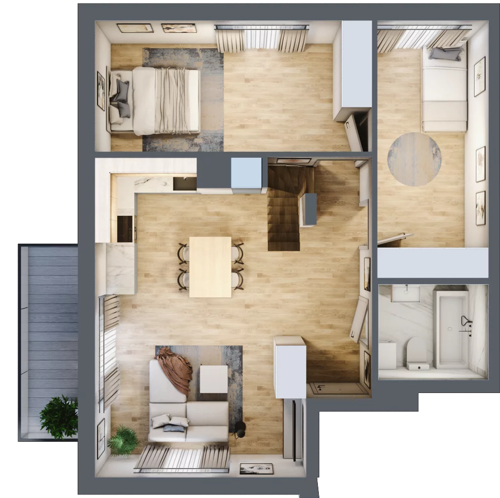 4 pokoje, mieszkanie 76,46 m², piętro 2, oferta nr A5.2M01, ROSA Residence, Gdańsk, Ujeścisko-Łostowice, Ujeścisko, ul. Śliwkowa