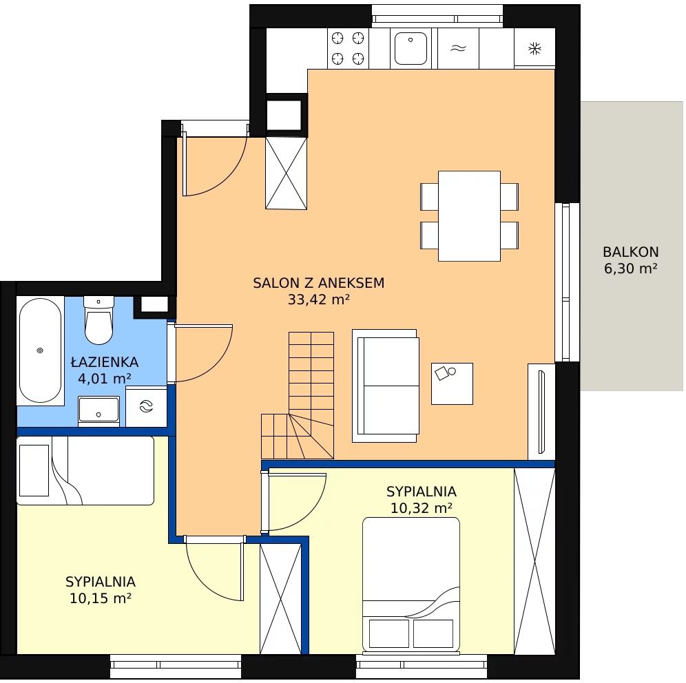 Zalety mieszkania 71.77 m², B2.2M01