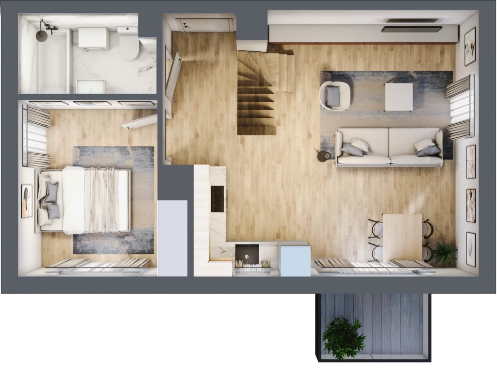 3 pokoje, mieszkanie 57,54 m², piętro 2, oferta nr B5.2M02, ROSA Residence, Gdańsk, Ujeścisko-Łostowice, Ujeścisko, ul. Śliwkowa