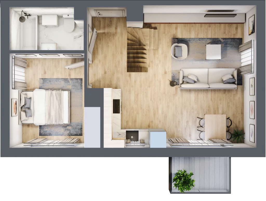 3 pokoje, mieszkanie 57,54 m², piętro 2, oferta nr B7.2M02, ROSA Residence, Gdańsk, Ujeścisko-Łostowice, Ujeścisko, ul. Śliwkowa