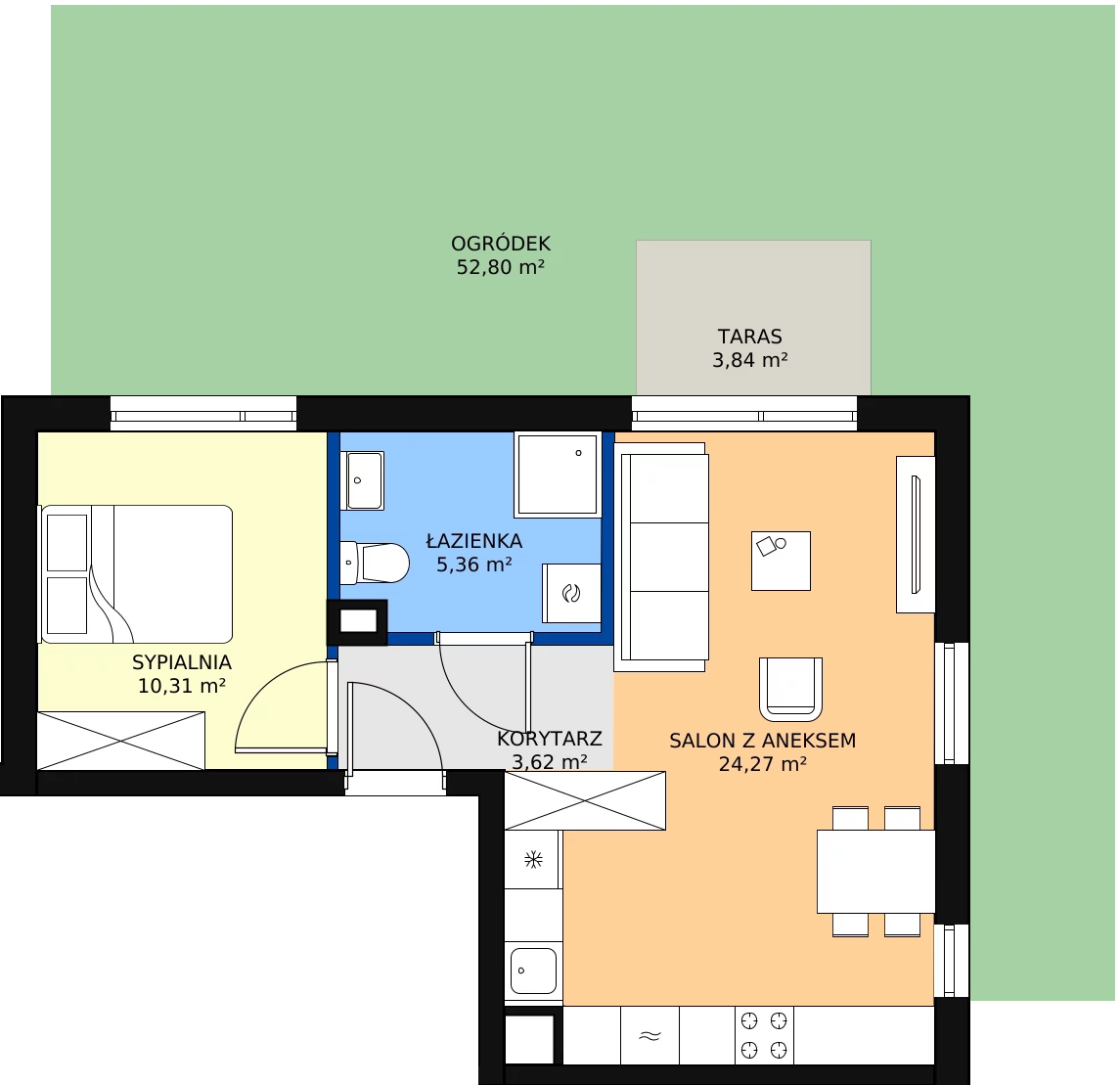 Zalety mieszkania 43.82 m², B8.0M01