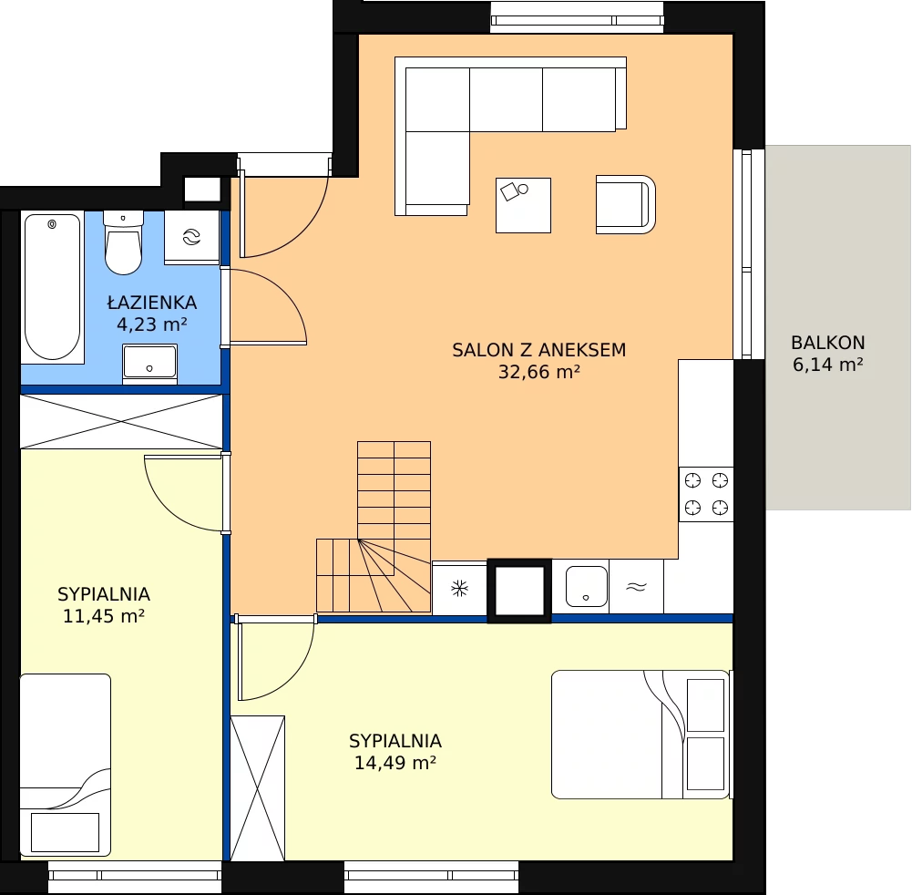 Zalety mieszkania 76.48 m², C2.2M01