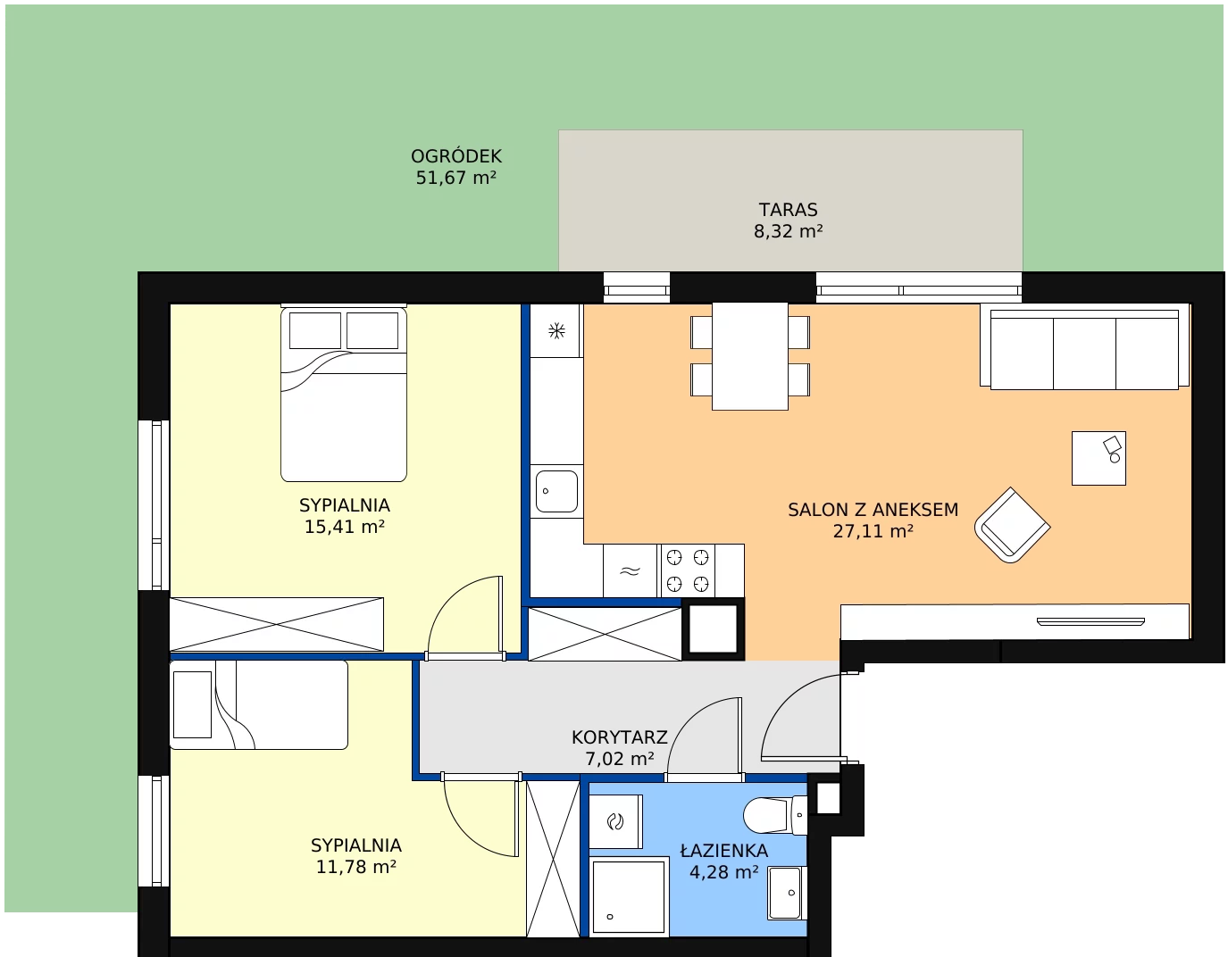 Zalety mieszkania 65.59 m², C3.0M02