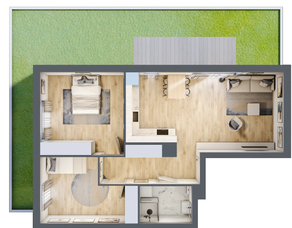 3 pokoje, mieszkanie 65,59 m², parter, oferta nr C3.0M02, ROSA Residence, Gdańsk, Ujeścisko-Łostowice, Ujeścisko, ul. Śliwkowa