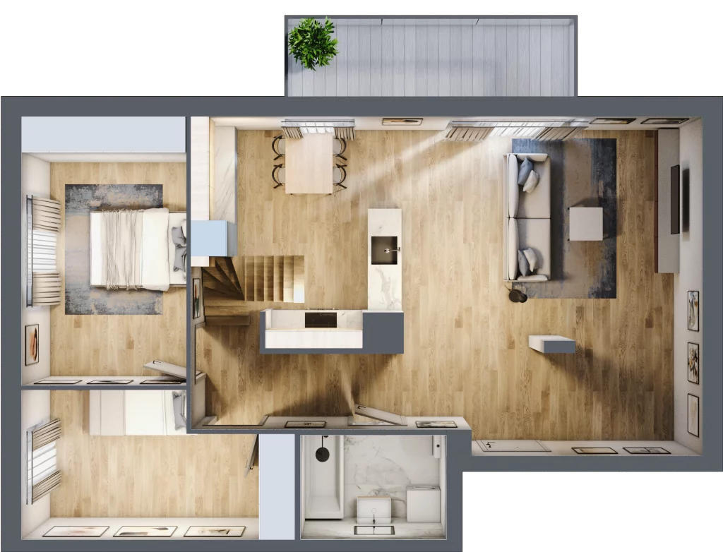 4 pokoje, mieszkanie 82,30 m², piętro 2, oferta nr C3.2M02, ROSA Residence, Gdańsk, Ujeścisko-Łostowice, Ujeścisko, ul. Śliwkowa
