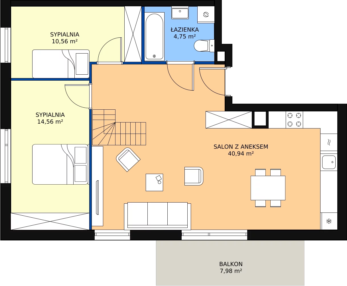 Zalety mieszkania 84.95 m², C3.2M01