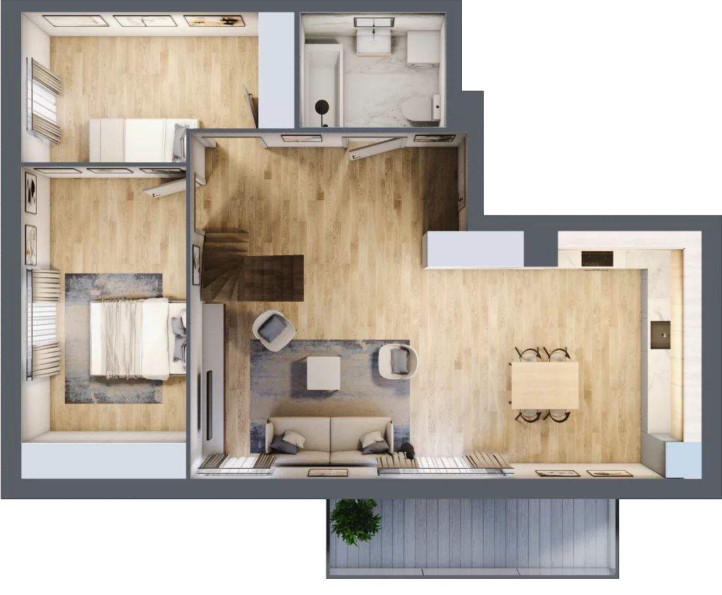 4 pokoje, mieszkanie 84,95 m², piętro 2, oferta nr C3.2M01, ROSA Residence, Gdańsk, Ujeścisko-Łostowice, Ujeścisko, ul. Śliwkowa