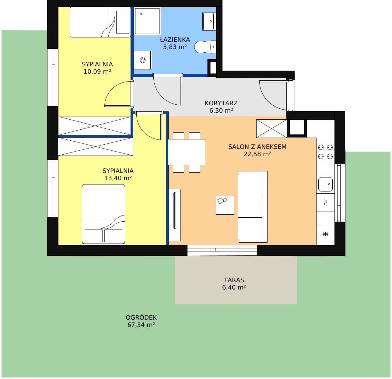 Zalety mieszkania 58.2 m², C4.0M01
