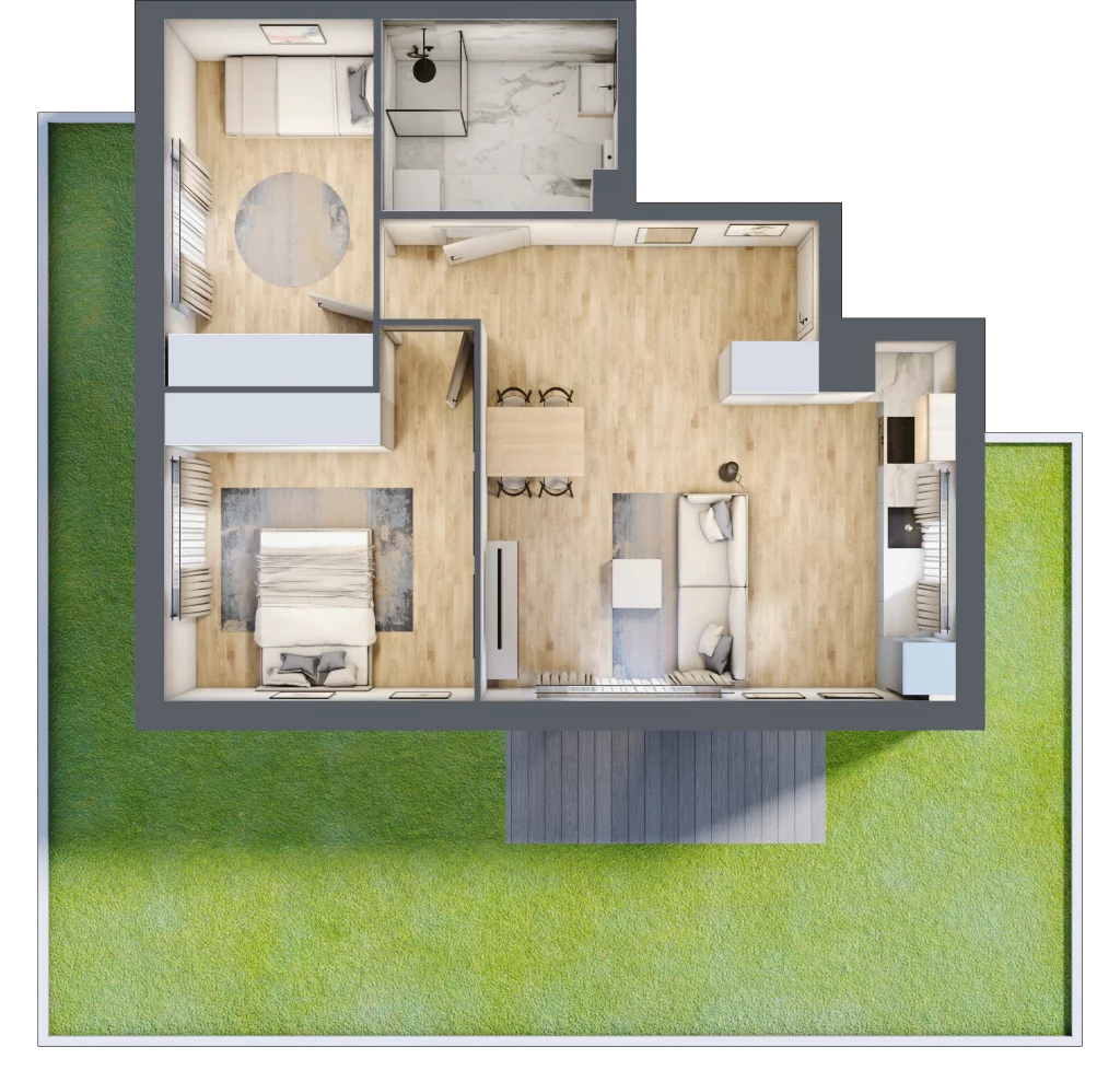 3 pokoje, mieszkanie 58,20 m², parter, oferta nr C4.0M01, ROSA Residence, Gdańsk, Ujeścisko-Łostowice, Ujeścisko, ul. Śliwkowa